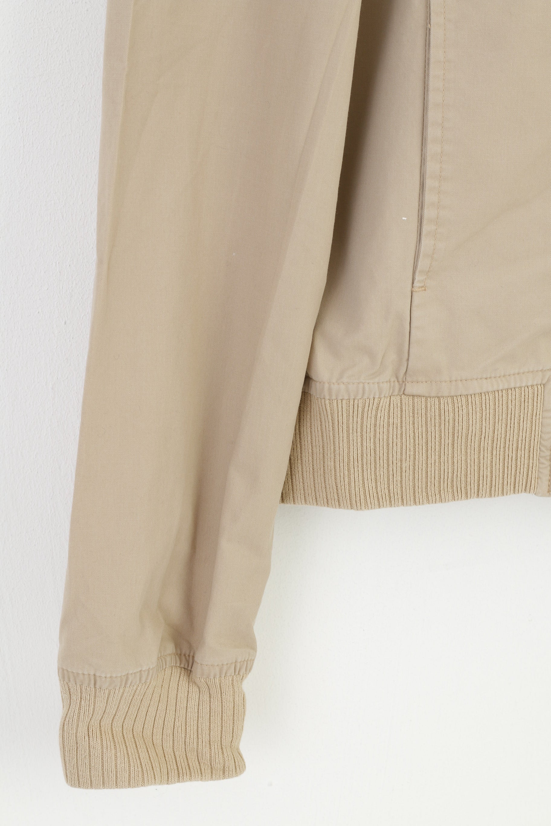 Diesel Women M S Jacket Beige Cotton Zip Up Lightweight Flourish Of Triumph Embroidery Top