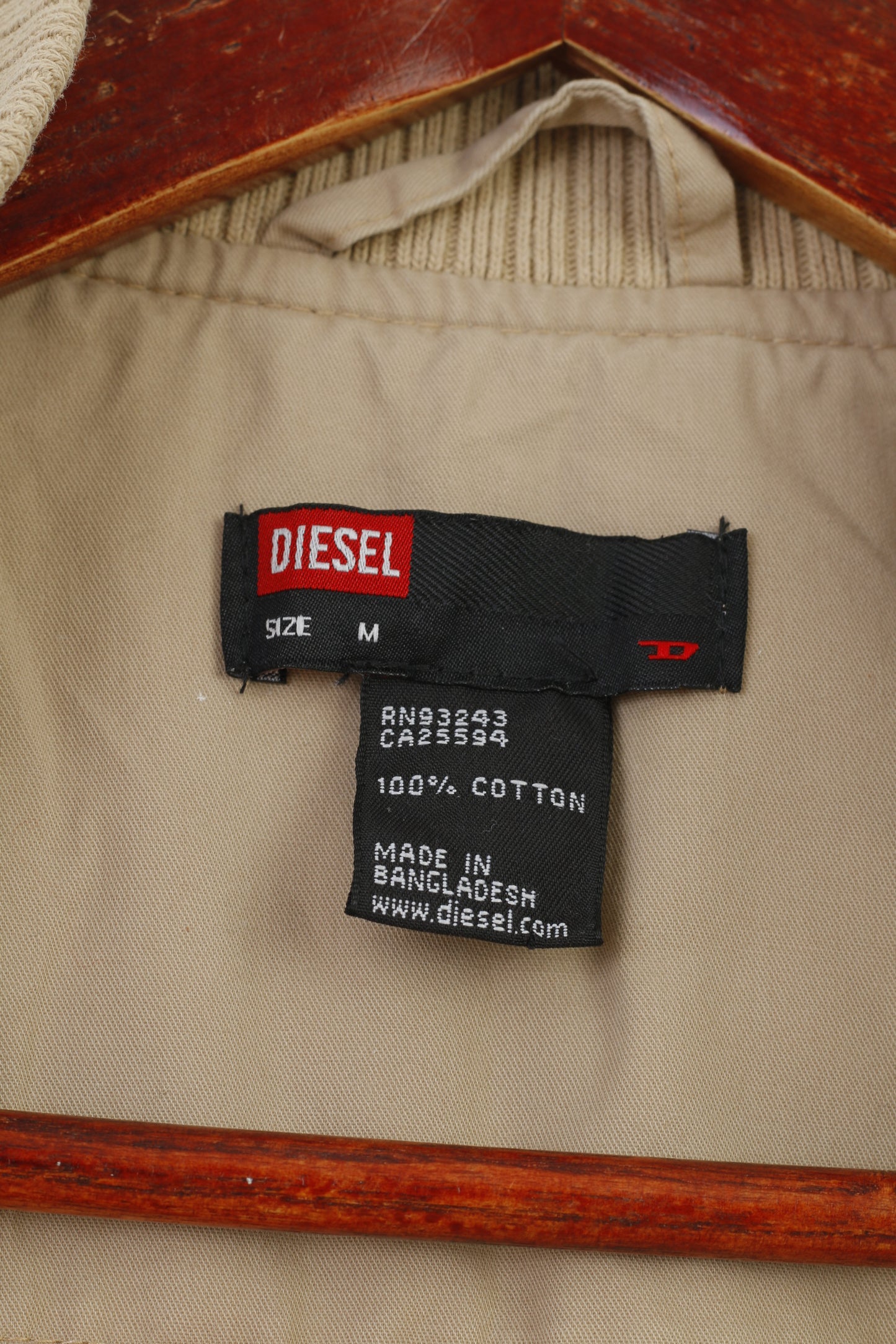 Diesel Women M S Jacket Beige Cotton Zip Up Lightweight Flourish Of Triumph Embroidery Top