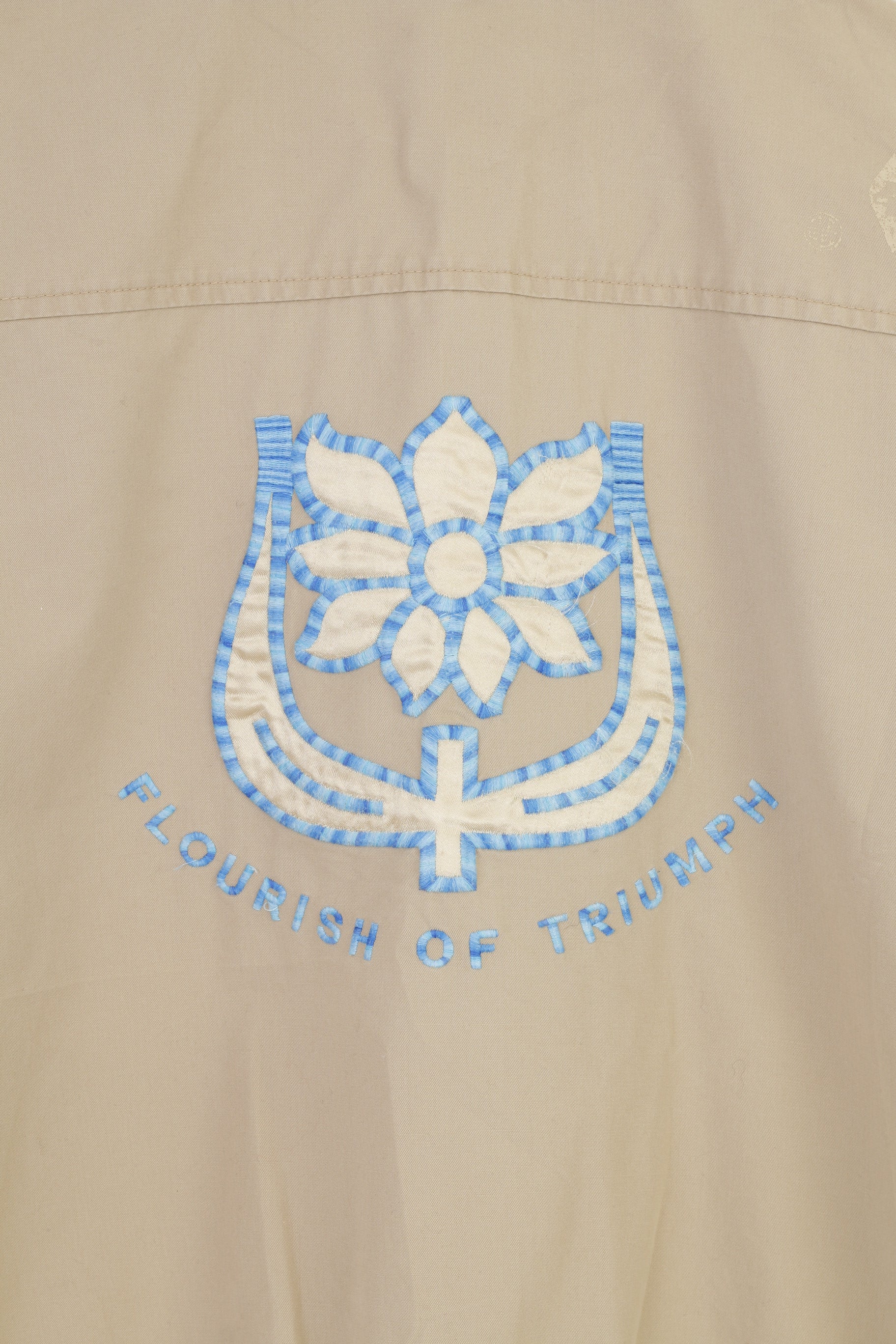 Diesel Women M S Jacket Beige Cotton Zip Up Lightweight Flourish Of Triumph Embroidery Top