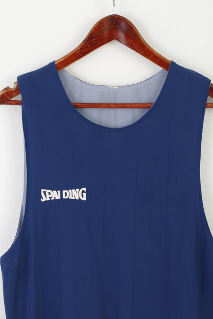 Spalding Maglia da uomo M senza maniche Blu scuro Vintage anni '90 Maglia da basket sportiva