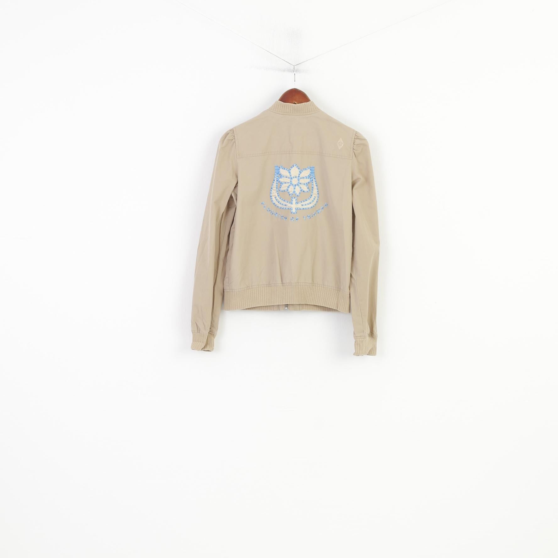 Diesel Femmes MS Veste Beige Coton Zippé Léger Flourish Of Triumph Broderie Top