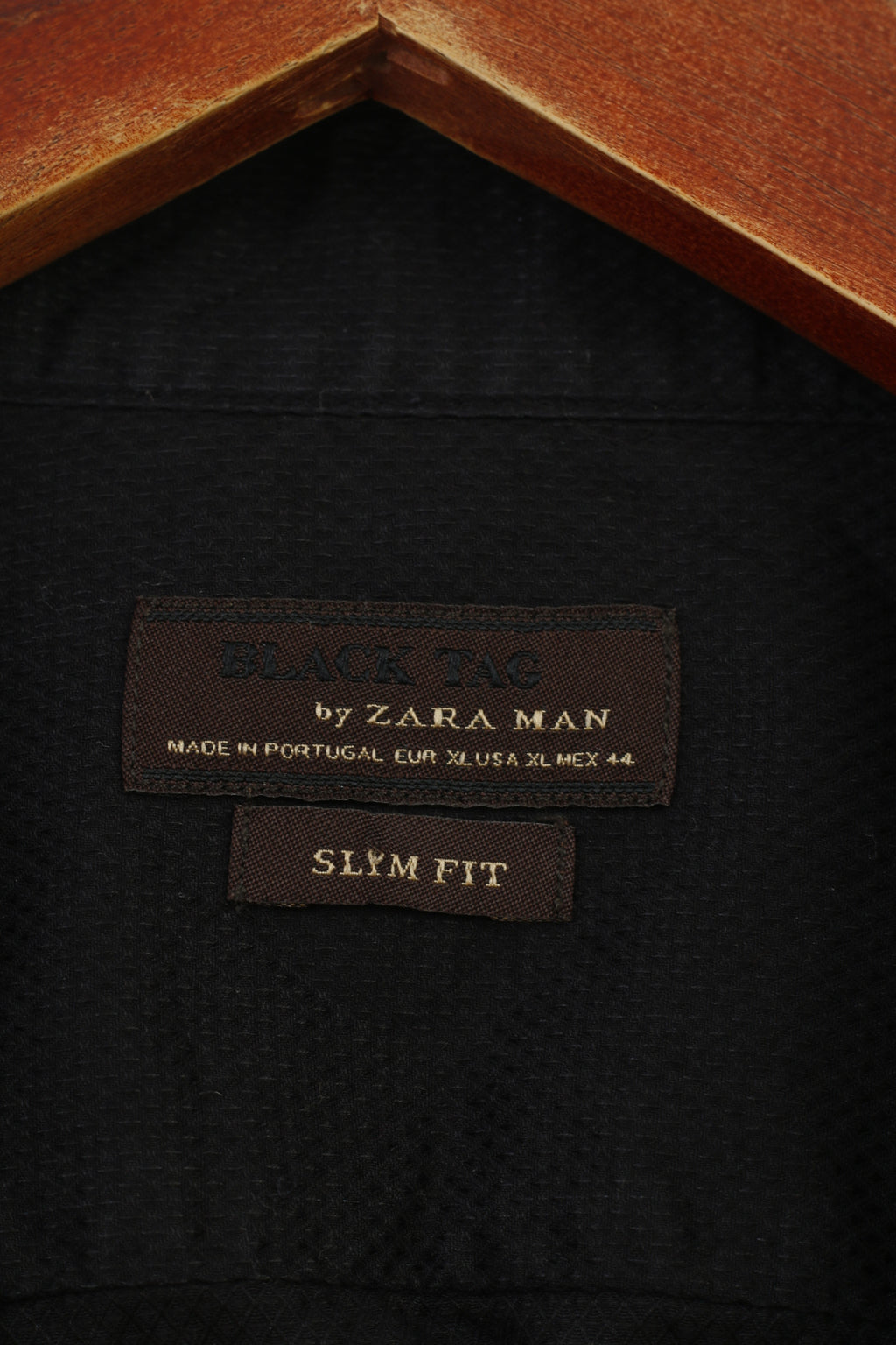 Zara  Men XL Casual Shirt Black Cotton Slim Fit Long Sleeve Top