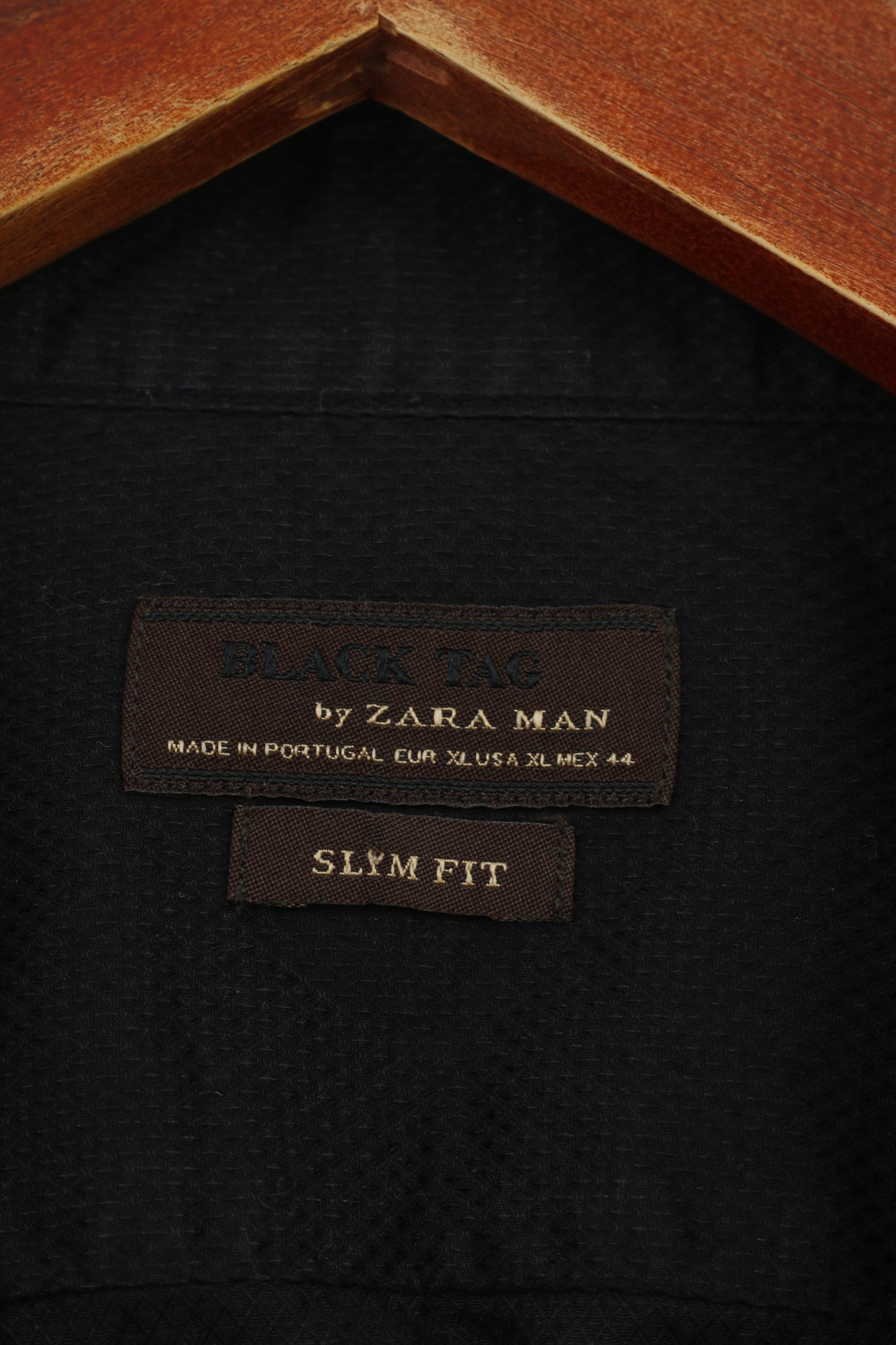 Zara  Men XL Casual Shirt Black Cotton Slim Fit Long Sleeve Top