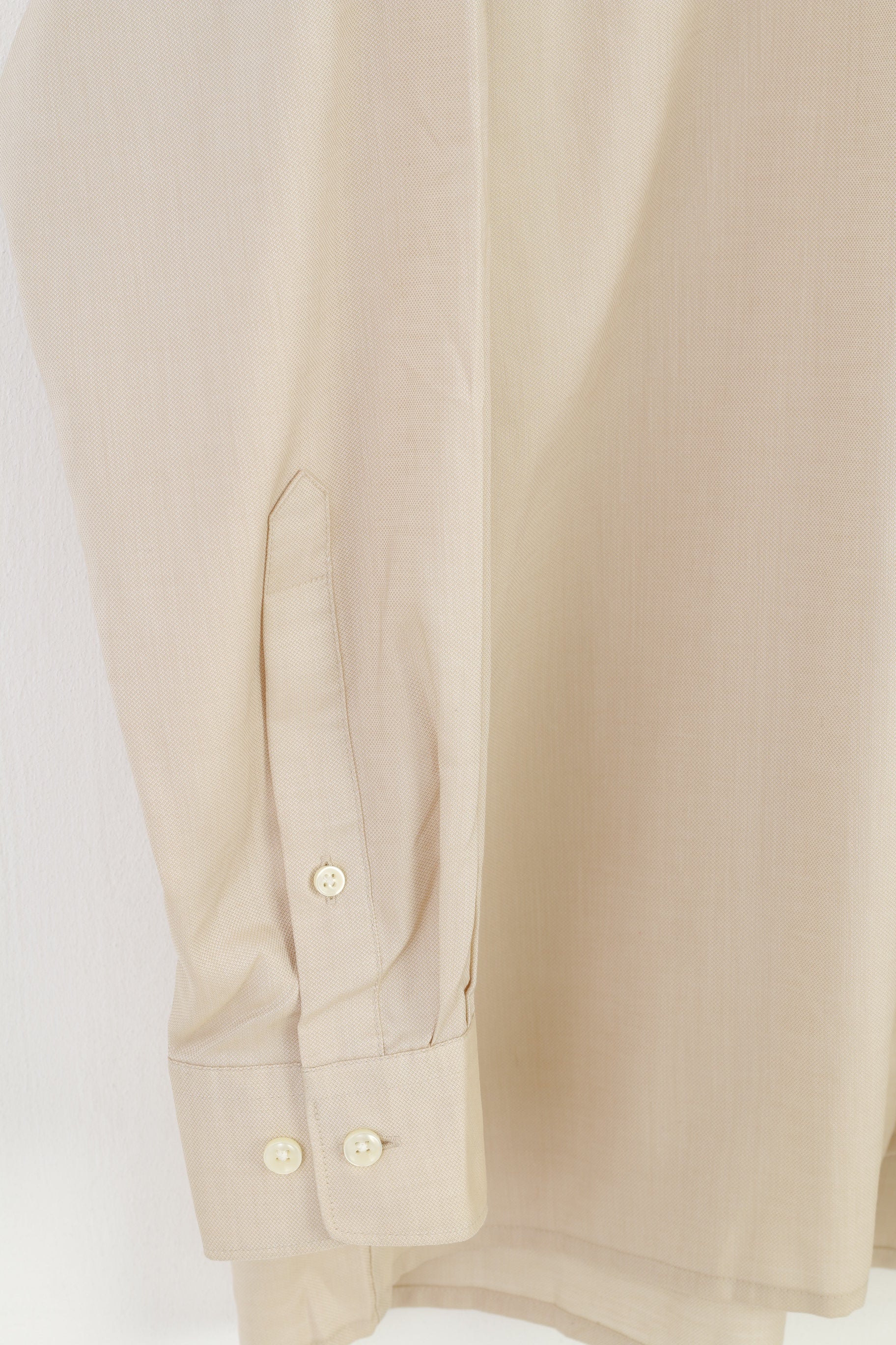 Olymp Luxor Men 16.5 42 XL Casual Shirt Beige Cotton Long Sleeve Vintage Top