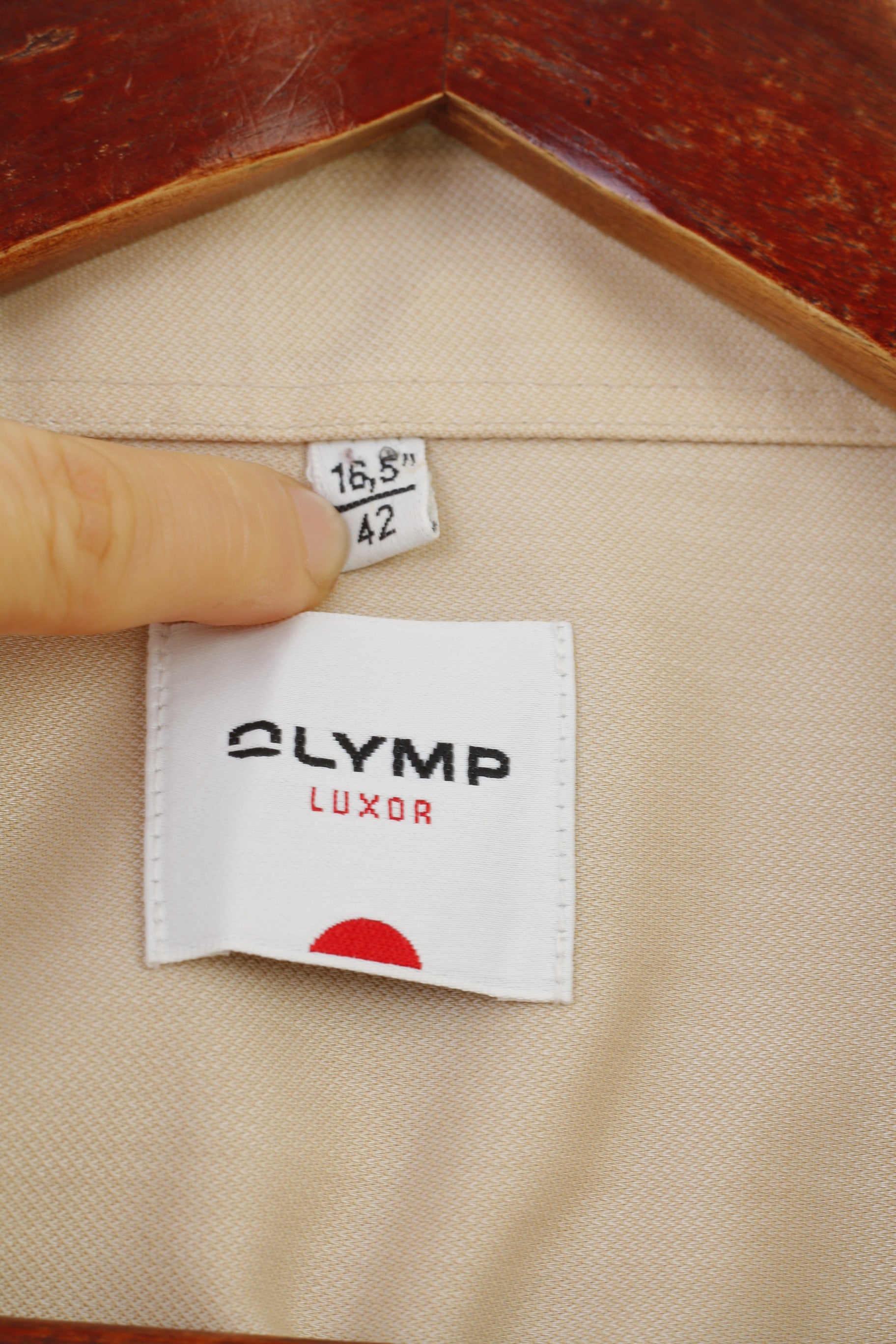 Olymp Luxor Men 16.5 42 XL Casual Shirt Beige Cotton Long Sleeve Vintage Top