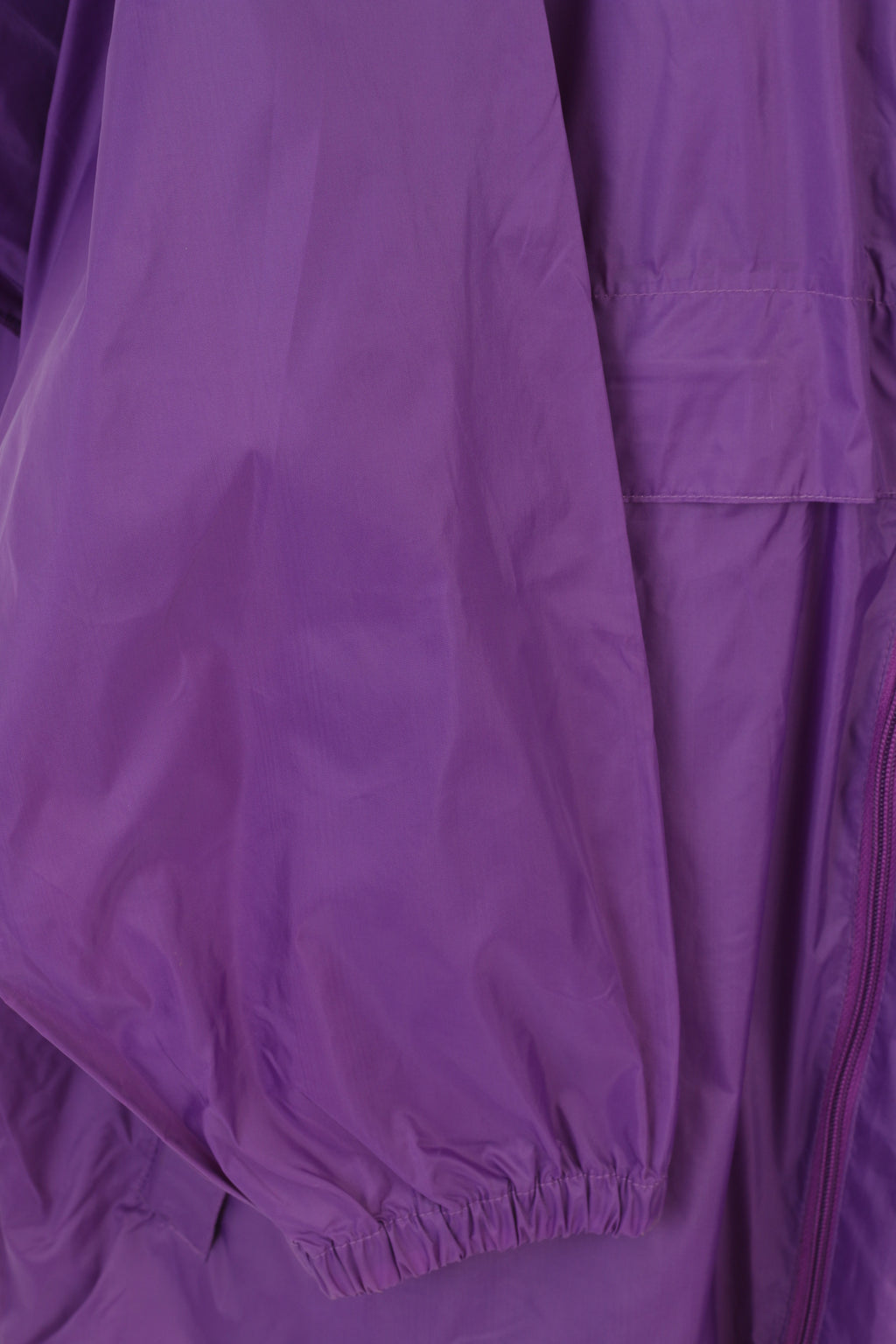 Clan Men XL Jacket Purple Vintage Lightweight Hidden Hood Full Zipper Nylon Raincoa Top