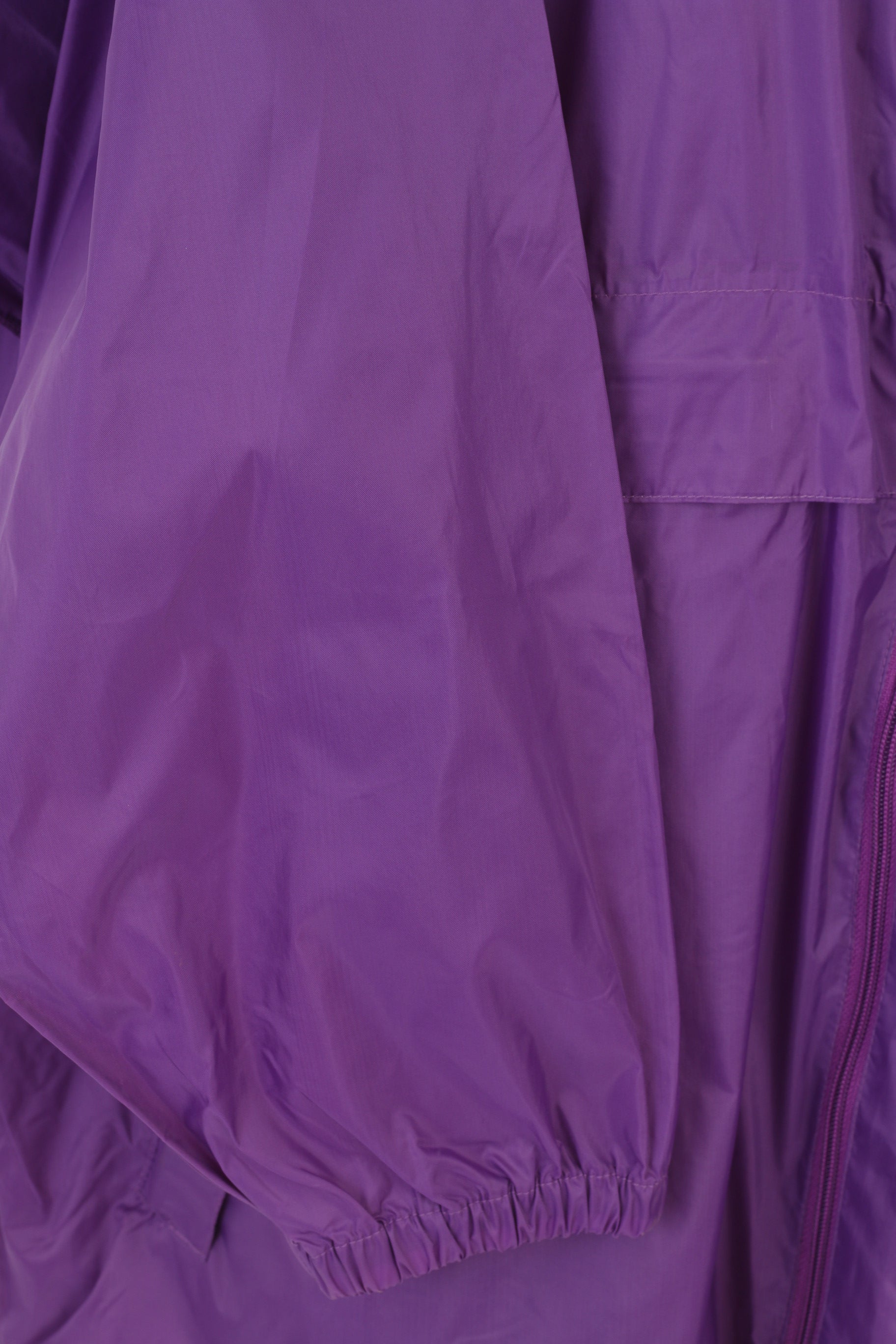 Clan Men XL Jacket Purple Vintage Lightweight Hidden Hood Full Zipper Nylon Raincoa Top