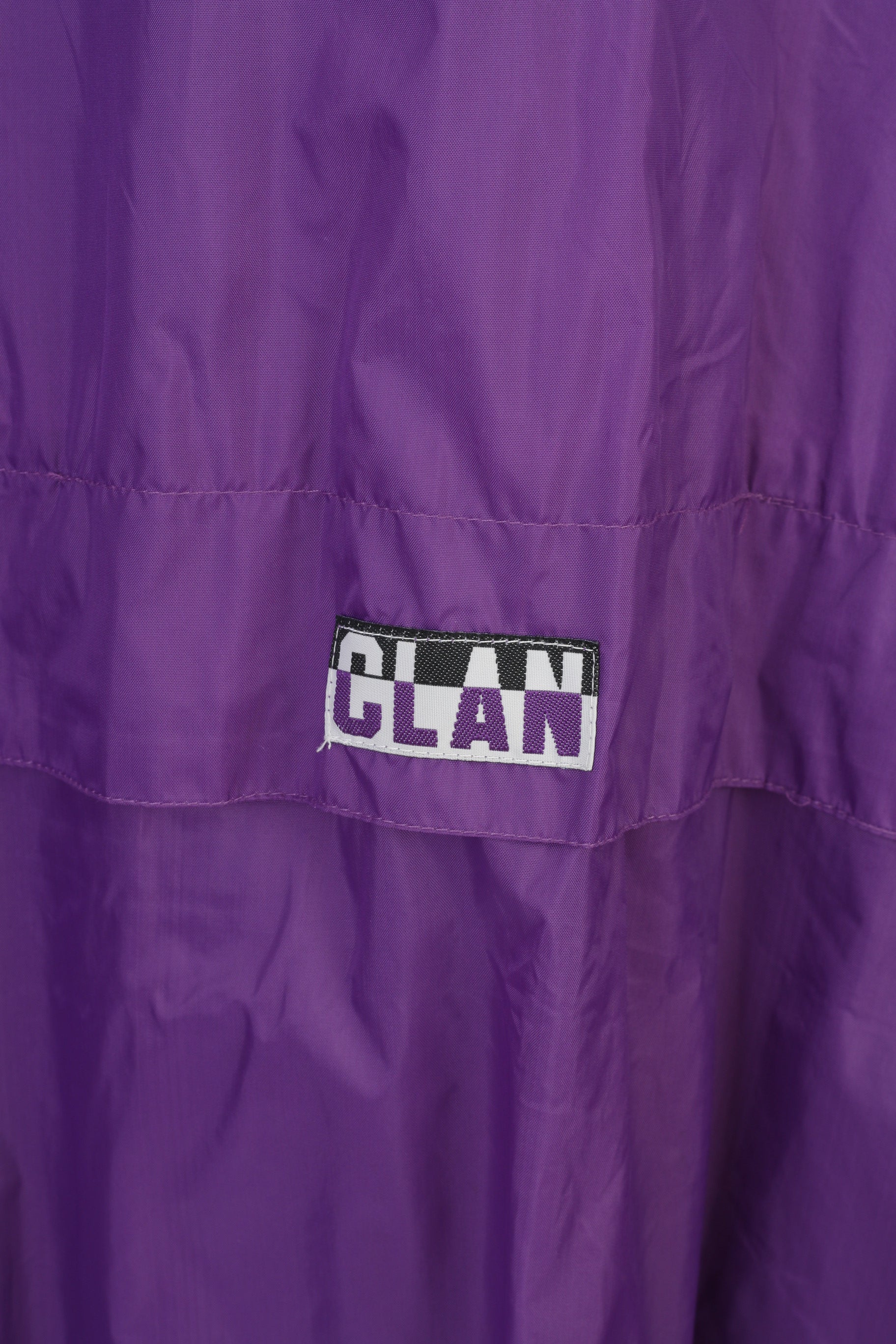 Clan Men XL Jacket Purple Vintage Lightweight Hidden Hood Full Zipper Nylon Raincoa Top