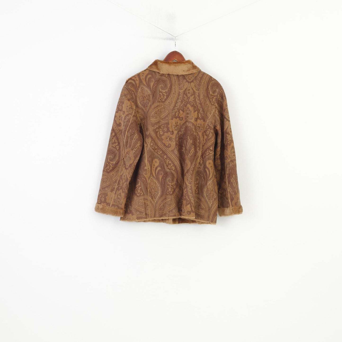 Gelco – veste marron pour femmes, 16 44 XL, style Boho, simple boutonnage, col en fourrure, chaud, imprimé abstrait, haut Vintage
