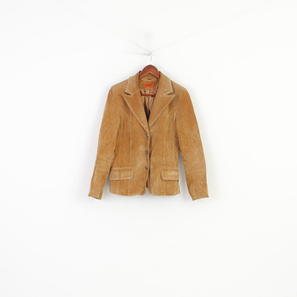 Chevirex Germany Women 38 M Leather Jacket Brown Suede Vintage Single Breasted Blazer Top