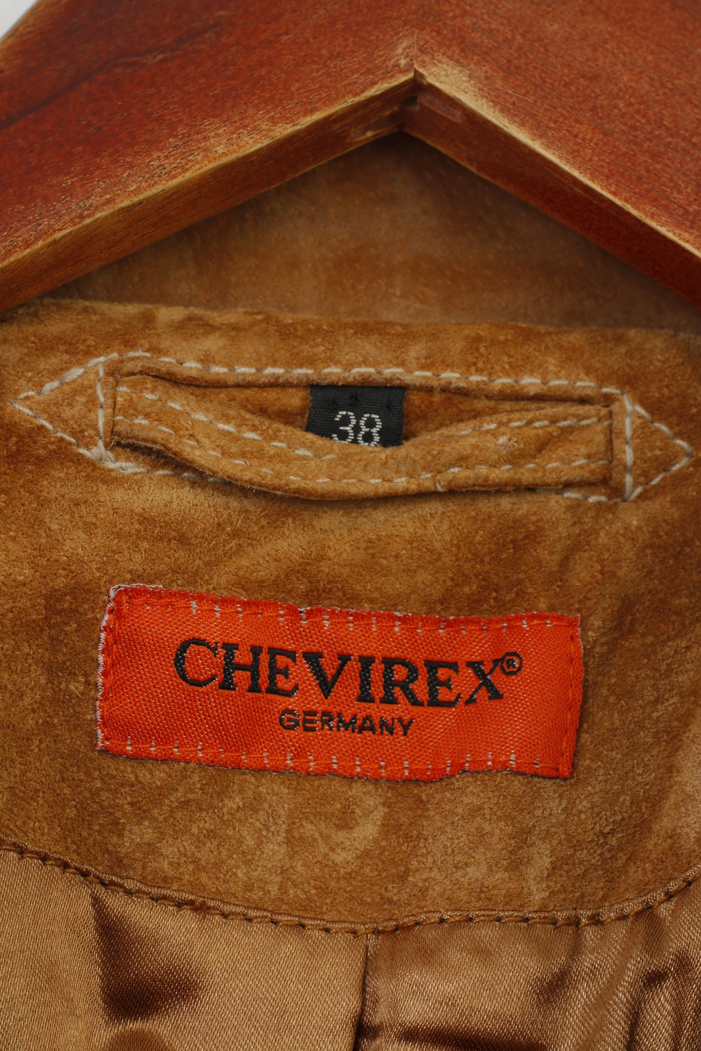 Chevirex Allemagne Veste en cuir pour femme 38 M en daim marron vintage à simple boutonnage