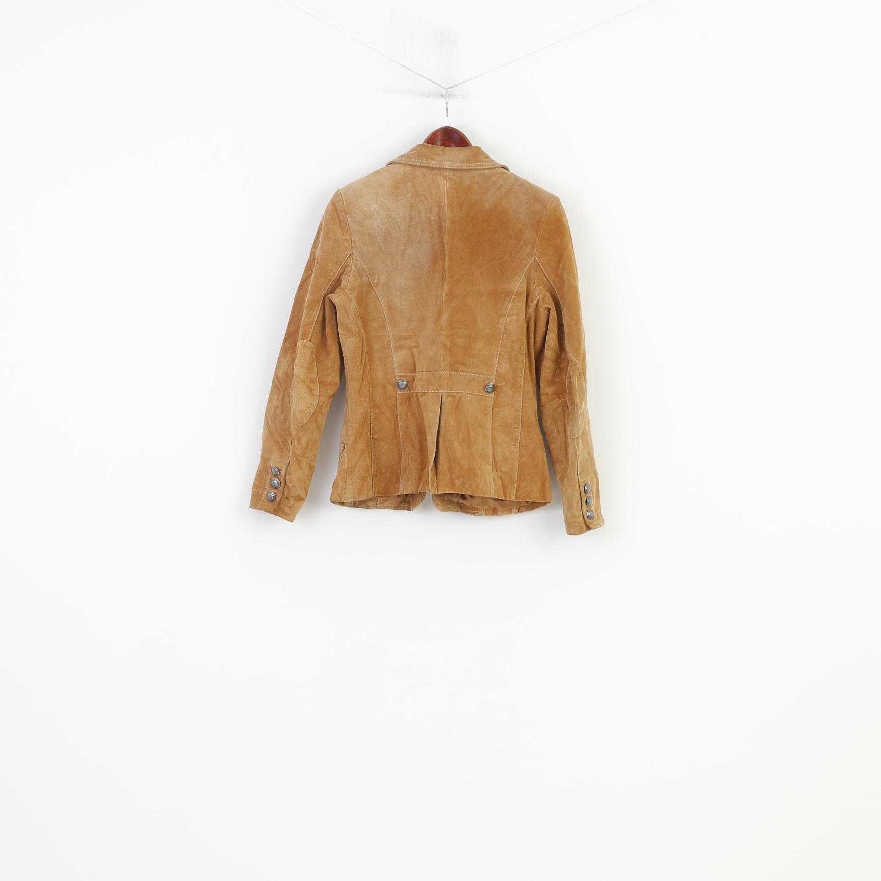 Chevirex Germany Women 38 M Leather Jacket Brown Suede Vintage Single Breasted Blazer Top