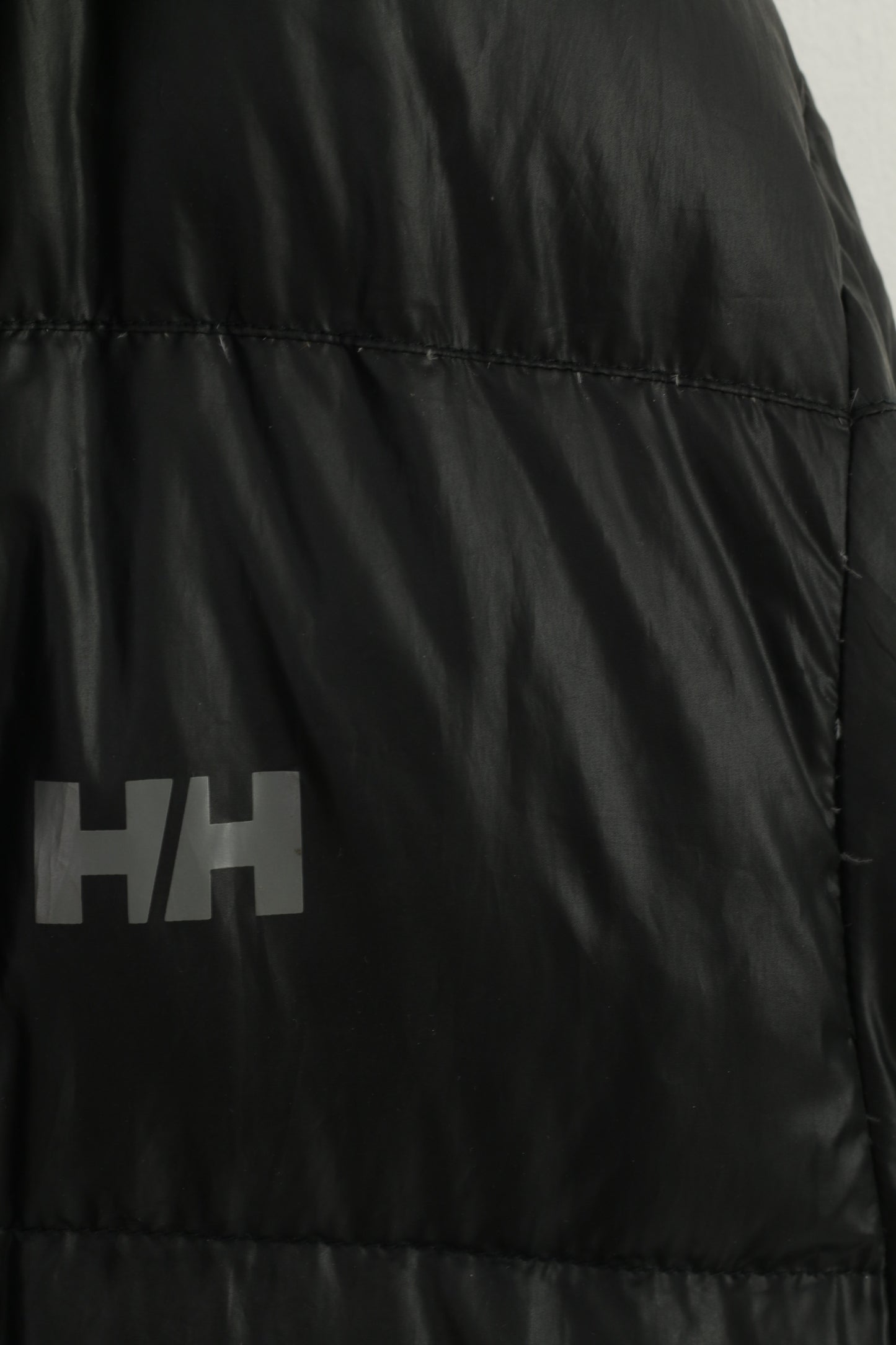 Helly Hansen Men L Jacket Black Padded Goose Down Hooded Full Zipper Winter Top