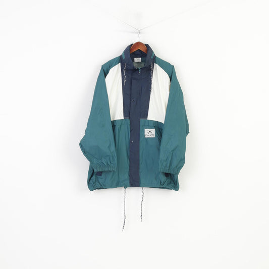 Active Blue Marlin Men L Jacket Green Vintage Lightweight Nylon Waterproof Hooded Full Zipper Top