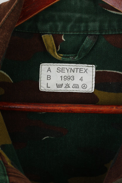 Seyntex Giacca da uomo L Giacca mimetica kaki militare da paracadutista anni '90 con cerniera