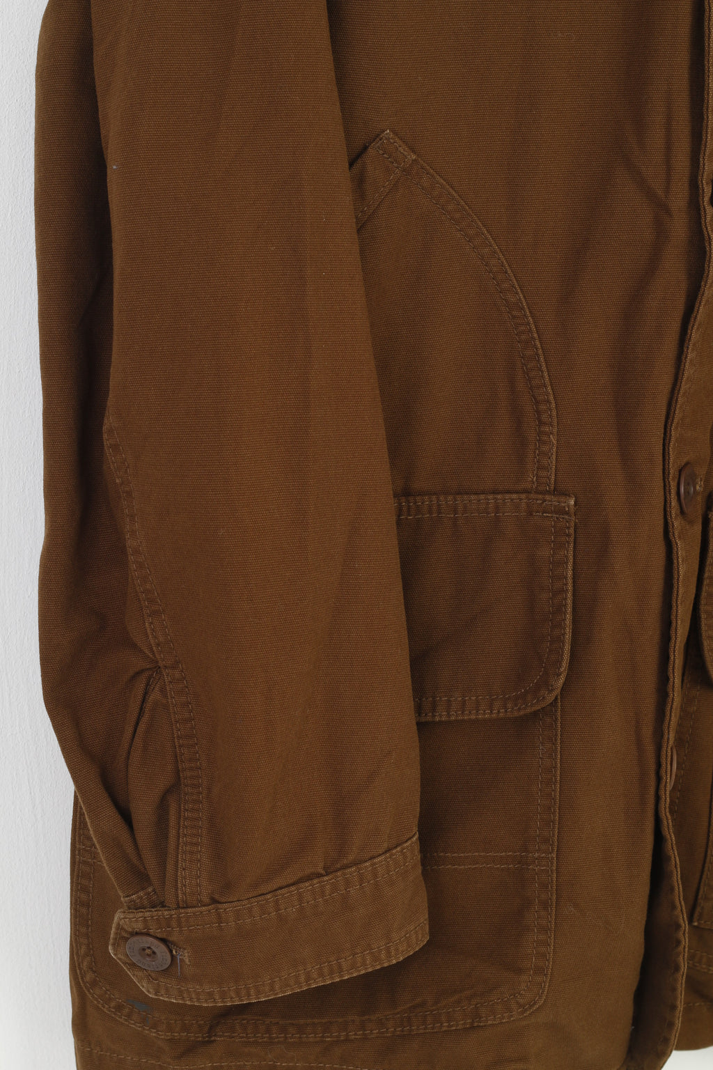 Timberland Men S Jacket Brown Cotton Zip Up Classic Vintage Western Bottoms Collar  Top