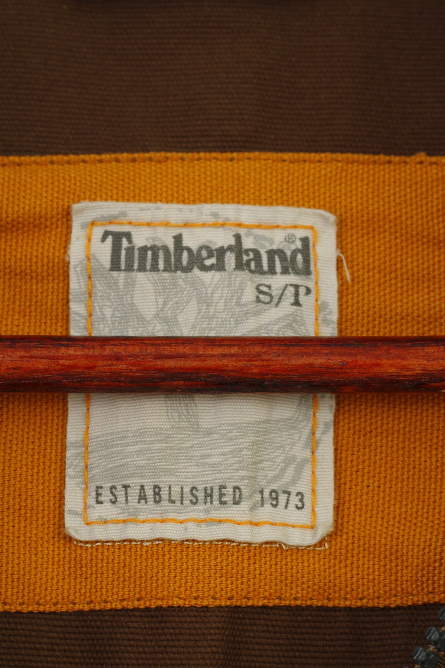 Timberland Giacca da uomo da uomo in cotone marrone con cerniera classica vintage con colletto inferiore occidentale
