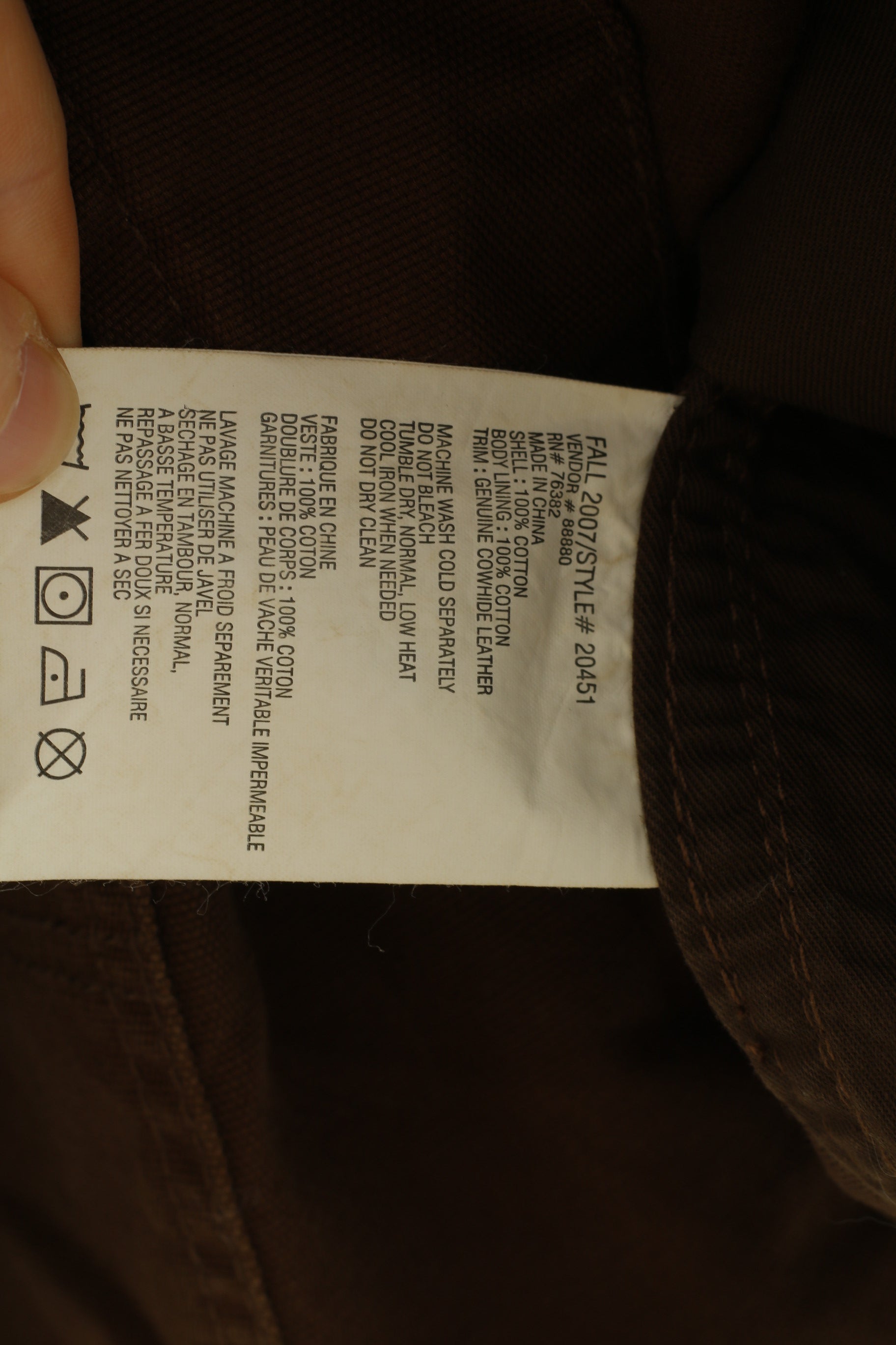 Timberland Men S Jacket Brown Cotton Zip Up Classic Vintage Western Bottoms Collar  Top