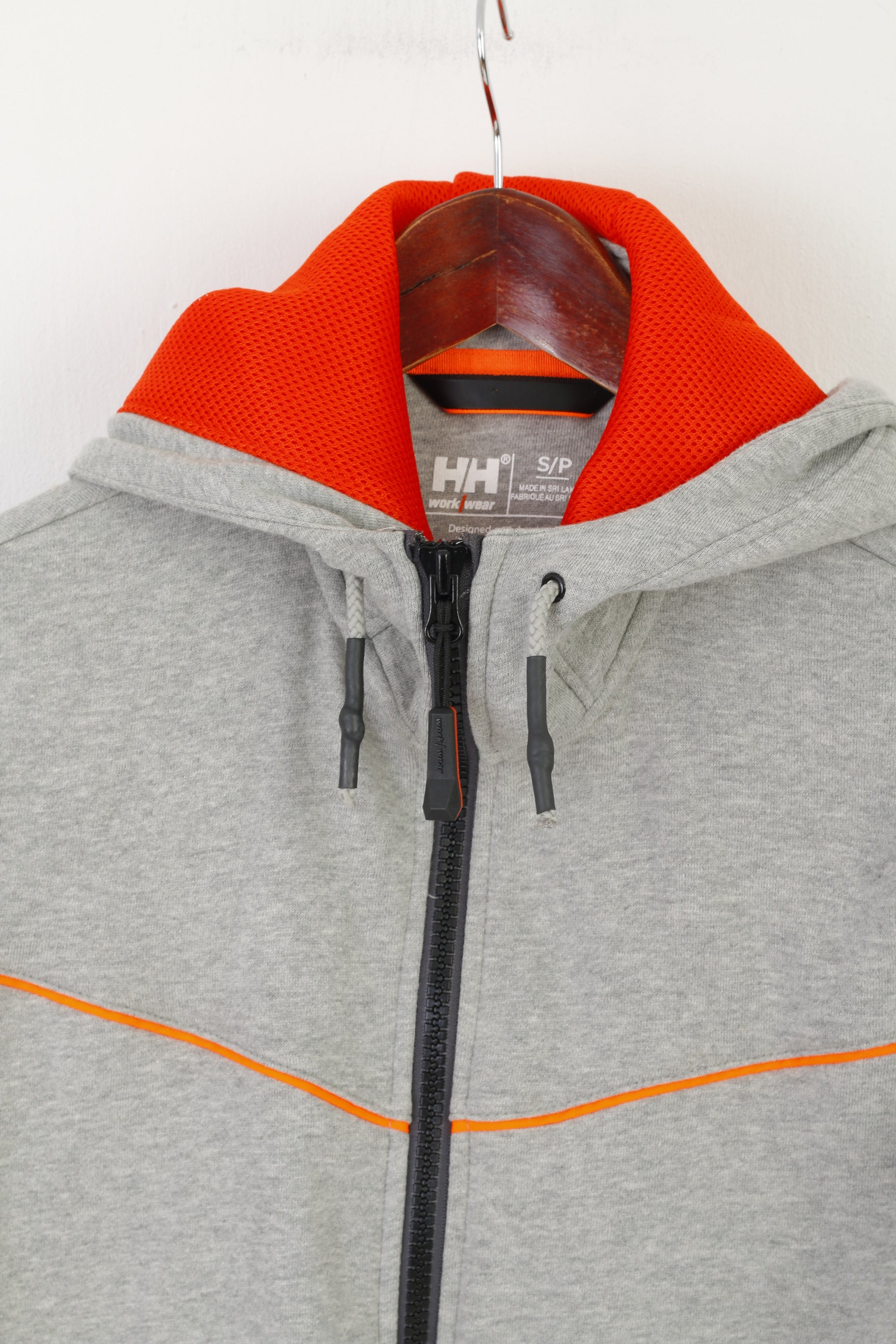 Helly Hansen Men S Sweatshirt Gray Cotton Work Wear Zip Up Hooded Top