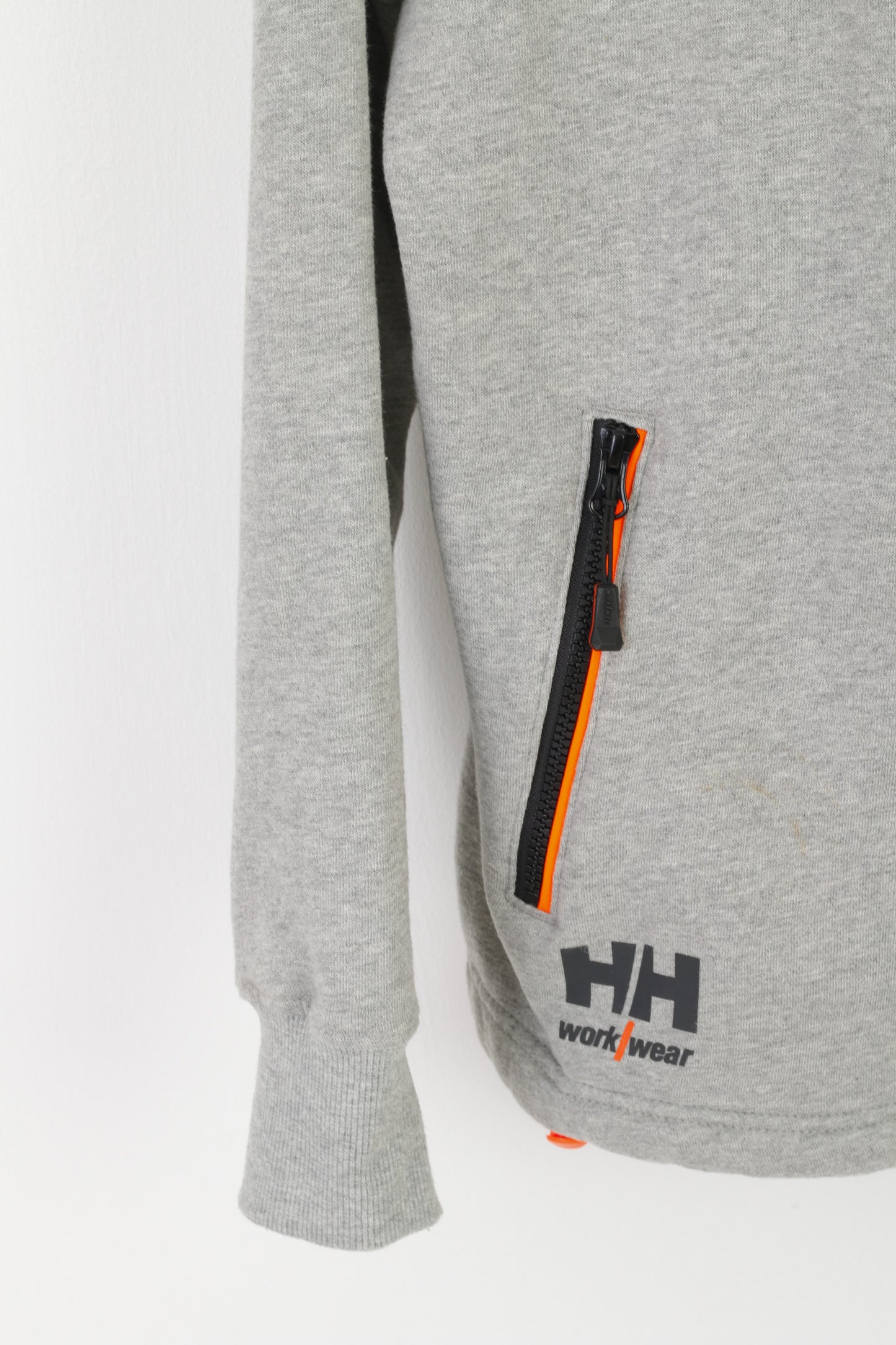Helly Hansen Men S Sweatshirt Gray Cotton Work Wear Zip Up Hooded Top