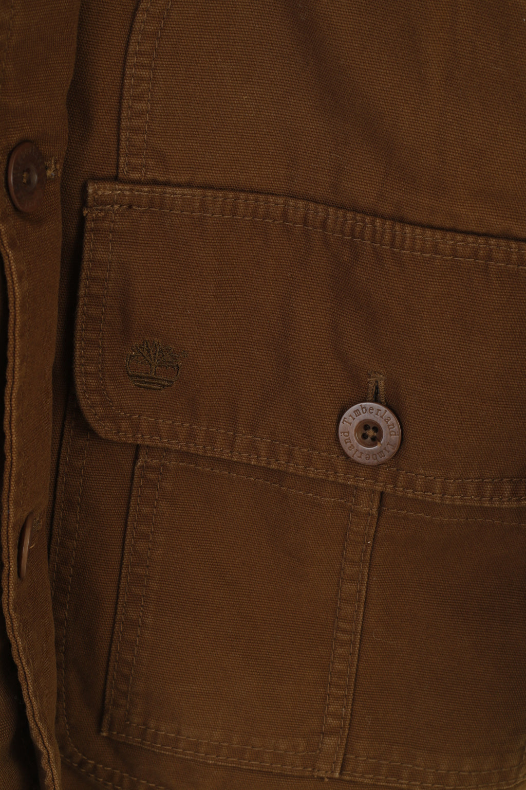 Timberland Men S Jacket Brown Cotton Zip Up Classic Vintage Western Bottoms Collar  Top