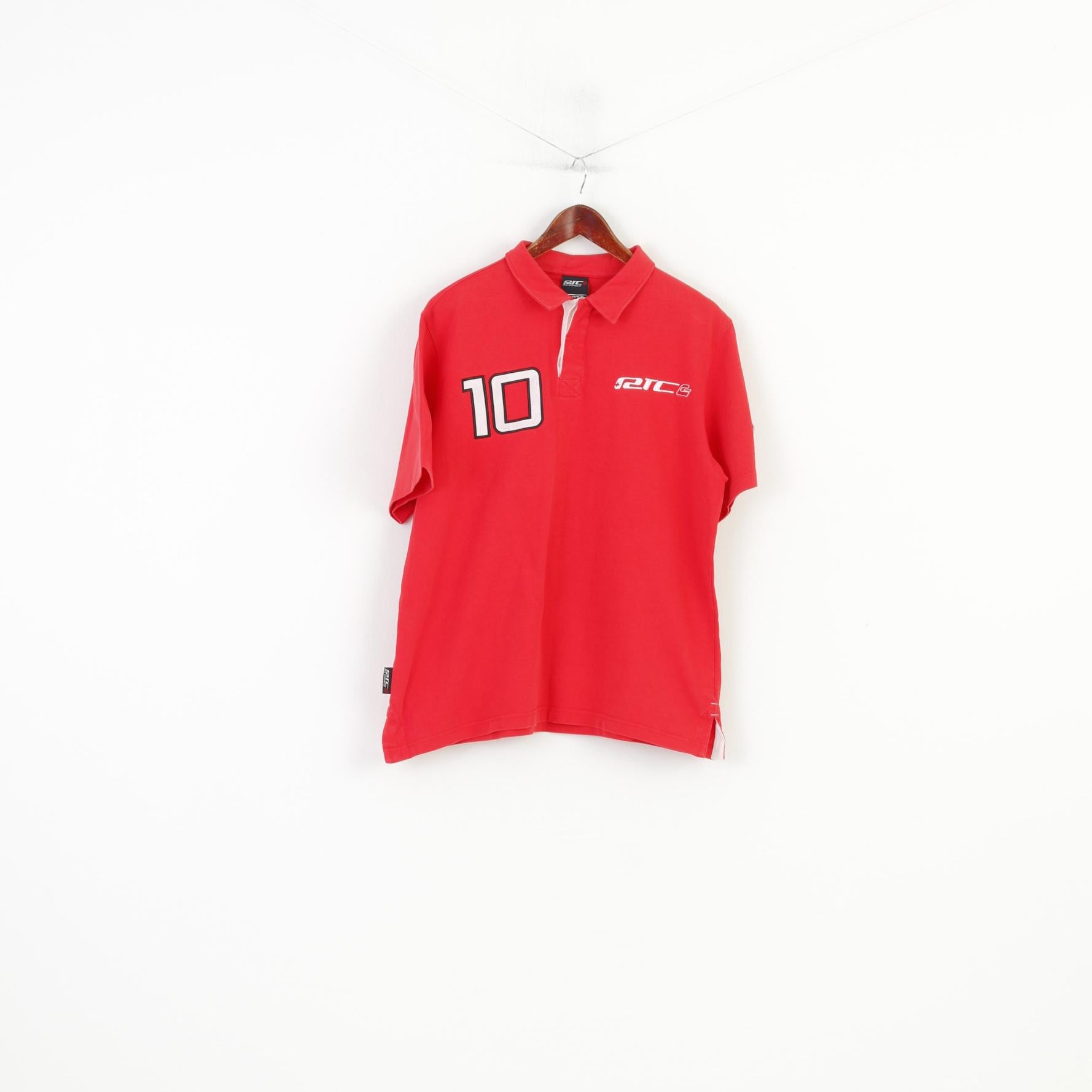 RTC Swiss Handmade Ski Men XL Polo Shirt Red Collar Short Sleeve Buttons Detailed #10 Vintage Top