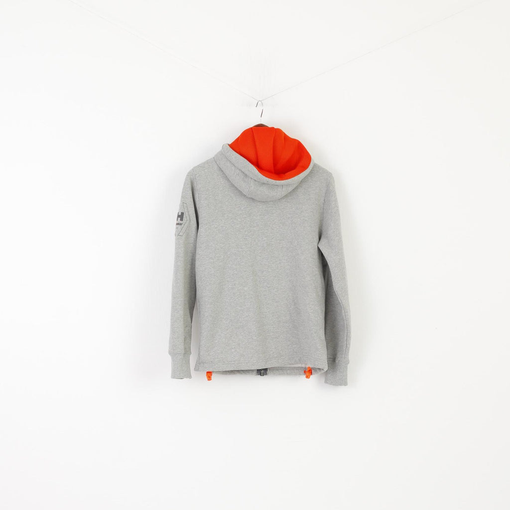 Helly Hansen Men S Sweatshirt Gray Cotton Work Wear Zip Up Hooded Top