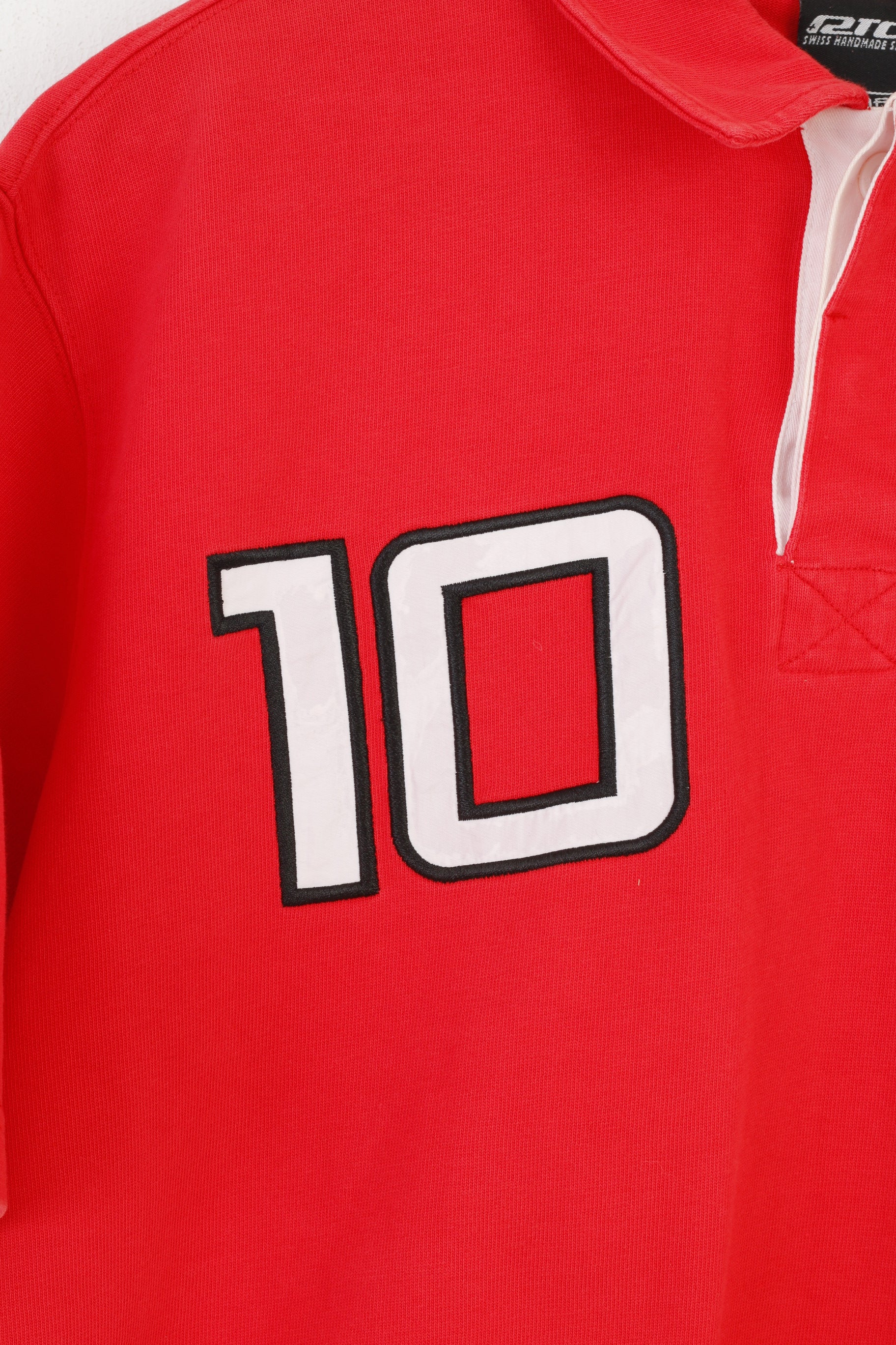 RTC Swiss Handmade Ski Men XL Polo Shirt Red Collar Short Sleeve Buttons Detailed #10 Vintage Top