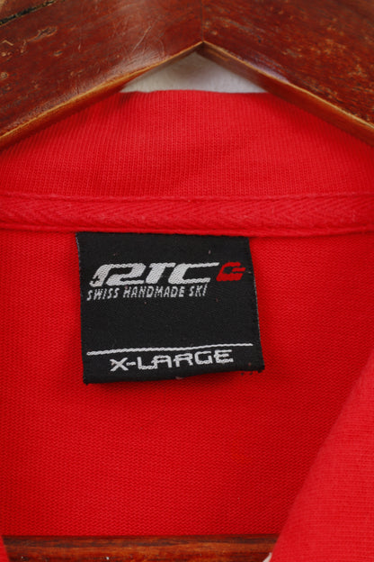 RTC Swiss Handmade Ski Men XL Polo Shirt Red Collar Short Sleeve Buttons Detailed #10 Vintage Top