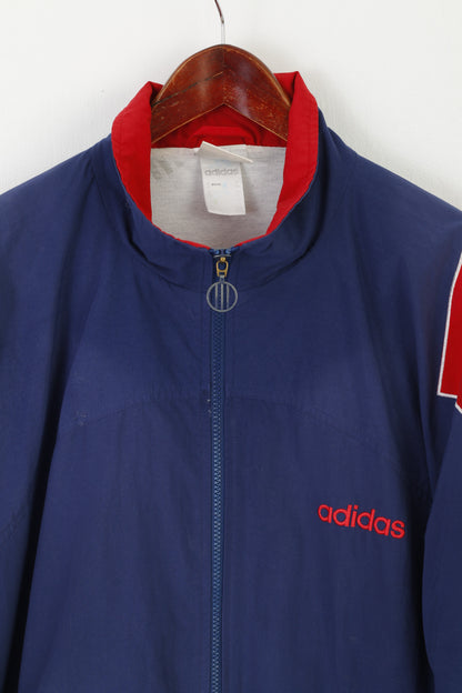 Adidas Hommes XL Veste Rouge Marine vintage 90s Bomber Zip Up Activewear Top