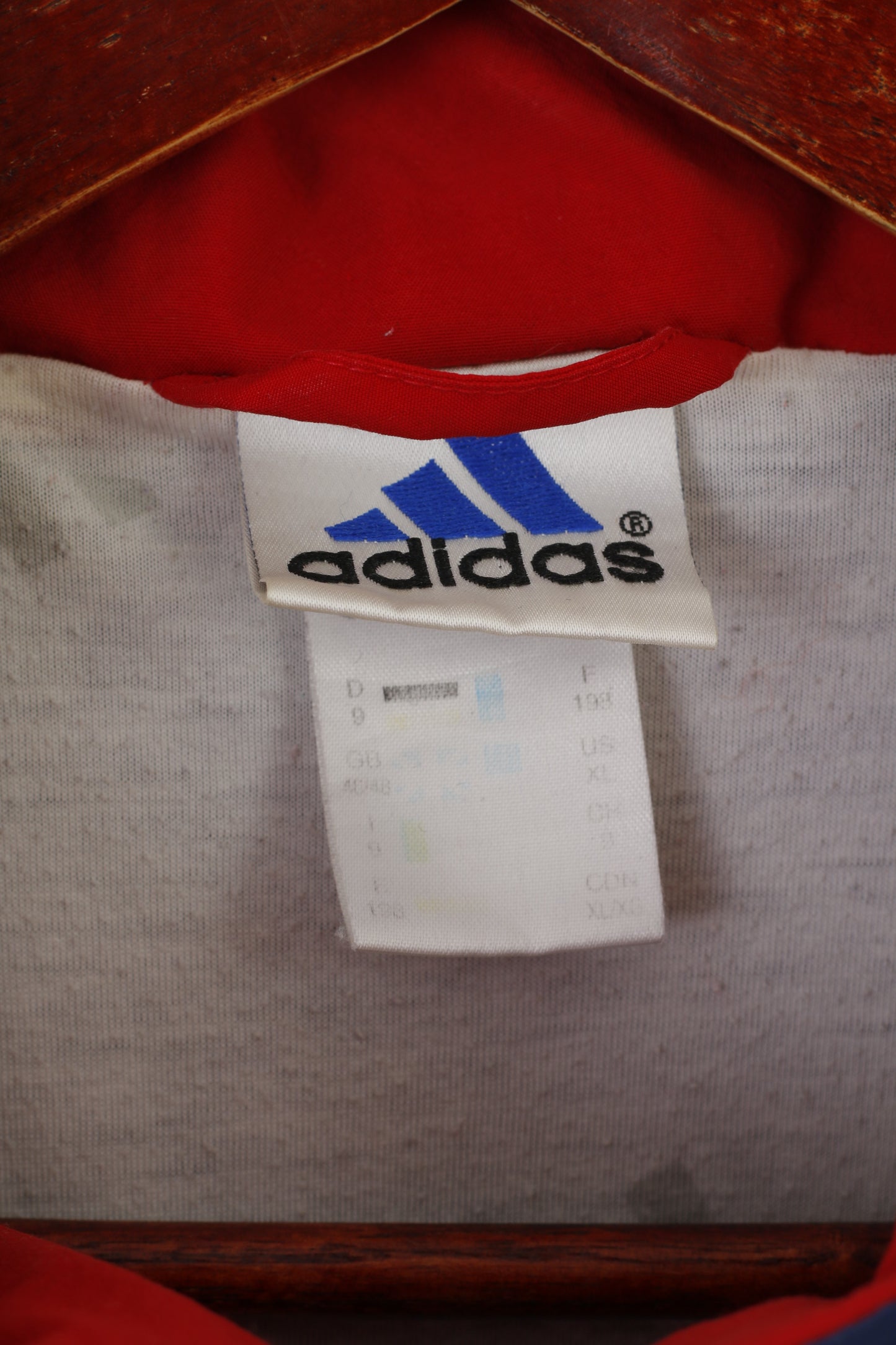 Adidas Hommes XL Veste Rouge Marine vintage 90s Bomber Zip Up Activewear Top