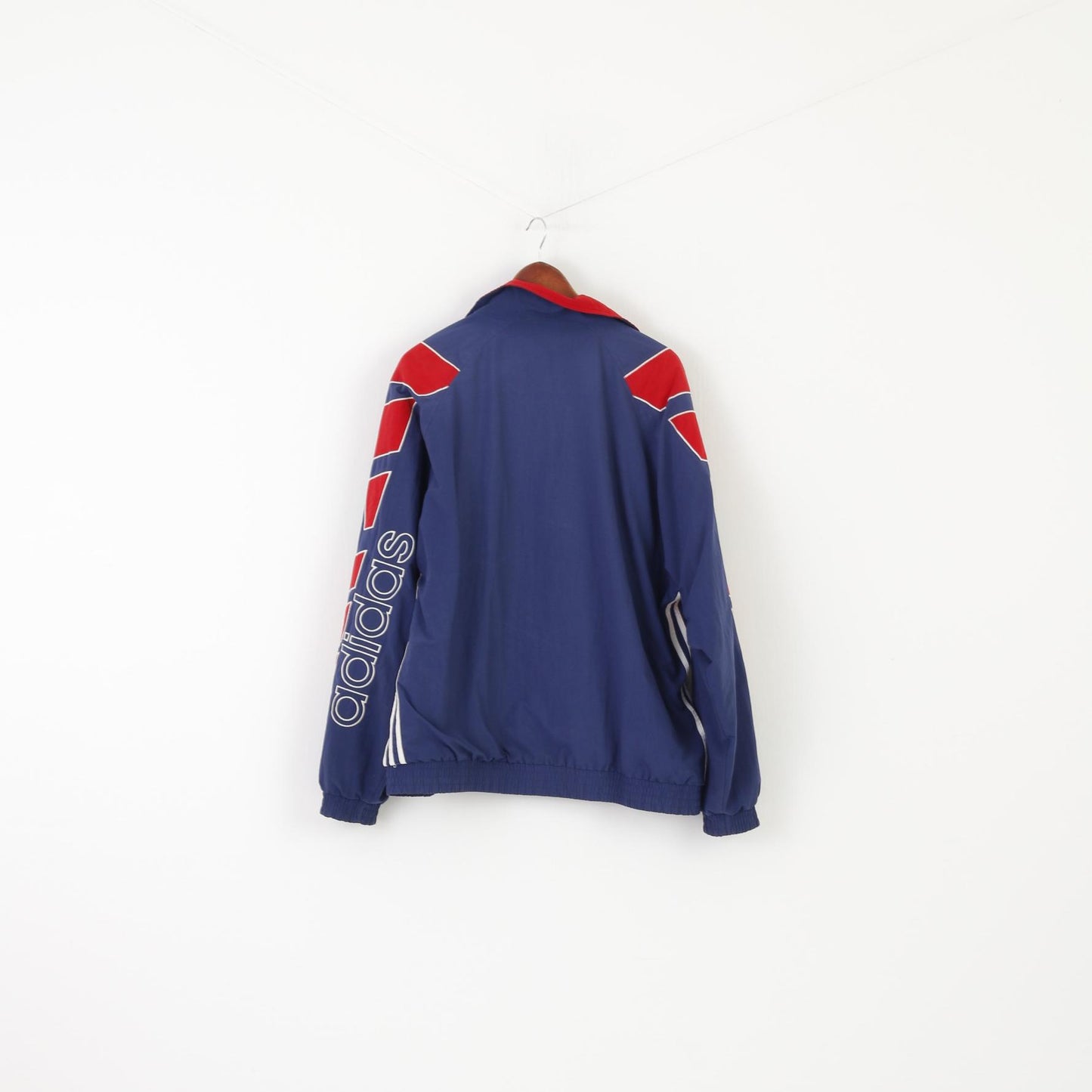 Adidas Men XL Jacket Red Navy Vintage 90s Bomber Zip Up Activewear Top