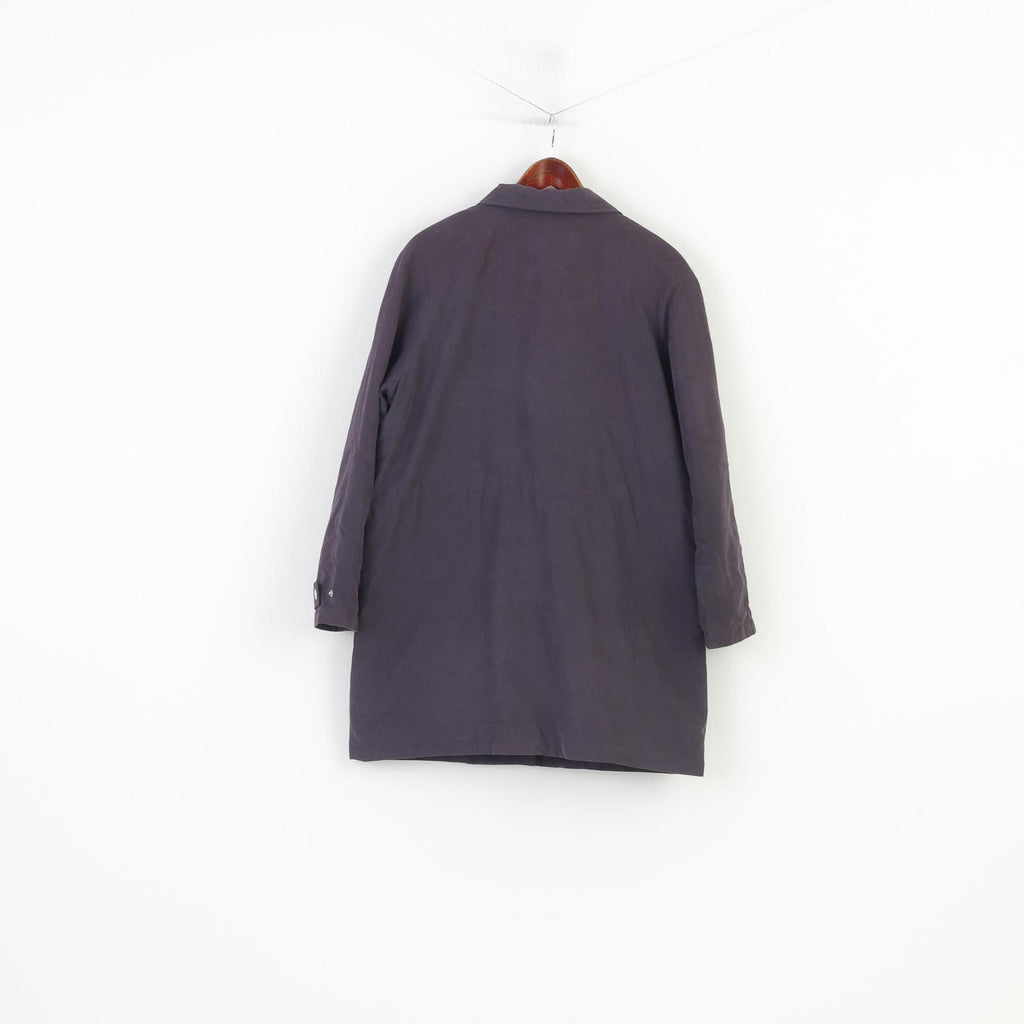 Dannimac Women L Jacket Navy Full Zipper Pockets Shoulder Pads Light Coat Top