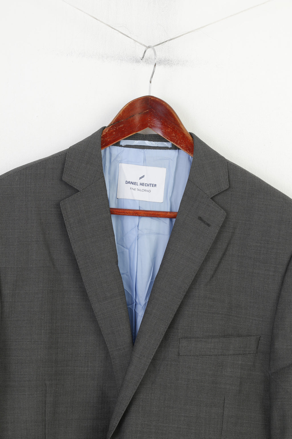 Daniel Hechter Fine Tailoring Men 44  Blazer Grey Wool Blend Single Breasted Vintage Jacket