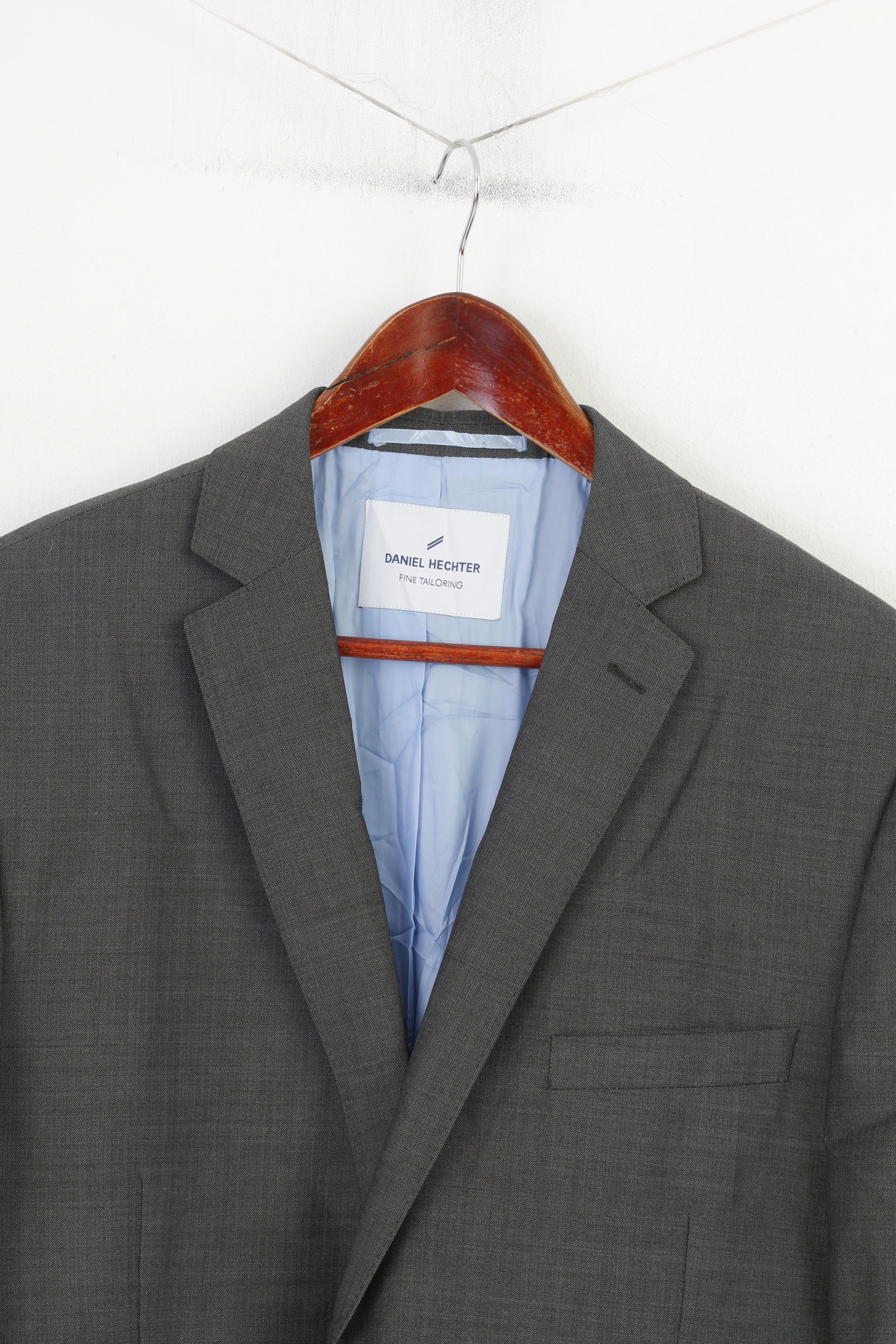 Daniel Hechter Fine Tailoring Men 44  Blazer Grey Wool Blend Single Breasted Vintage Jacket