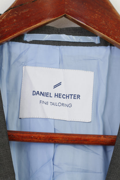 Daniel Hechter Fine Tailoring Hommes 44 Blazer Gris Laine Mélangée Veste Vintage à Simple Boutonnage