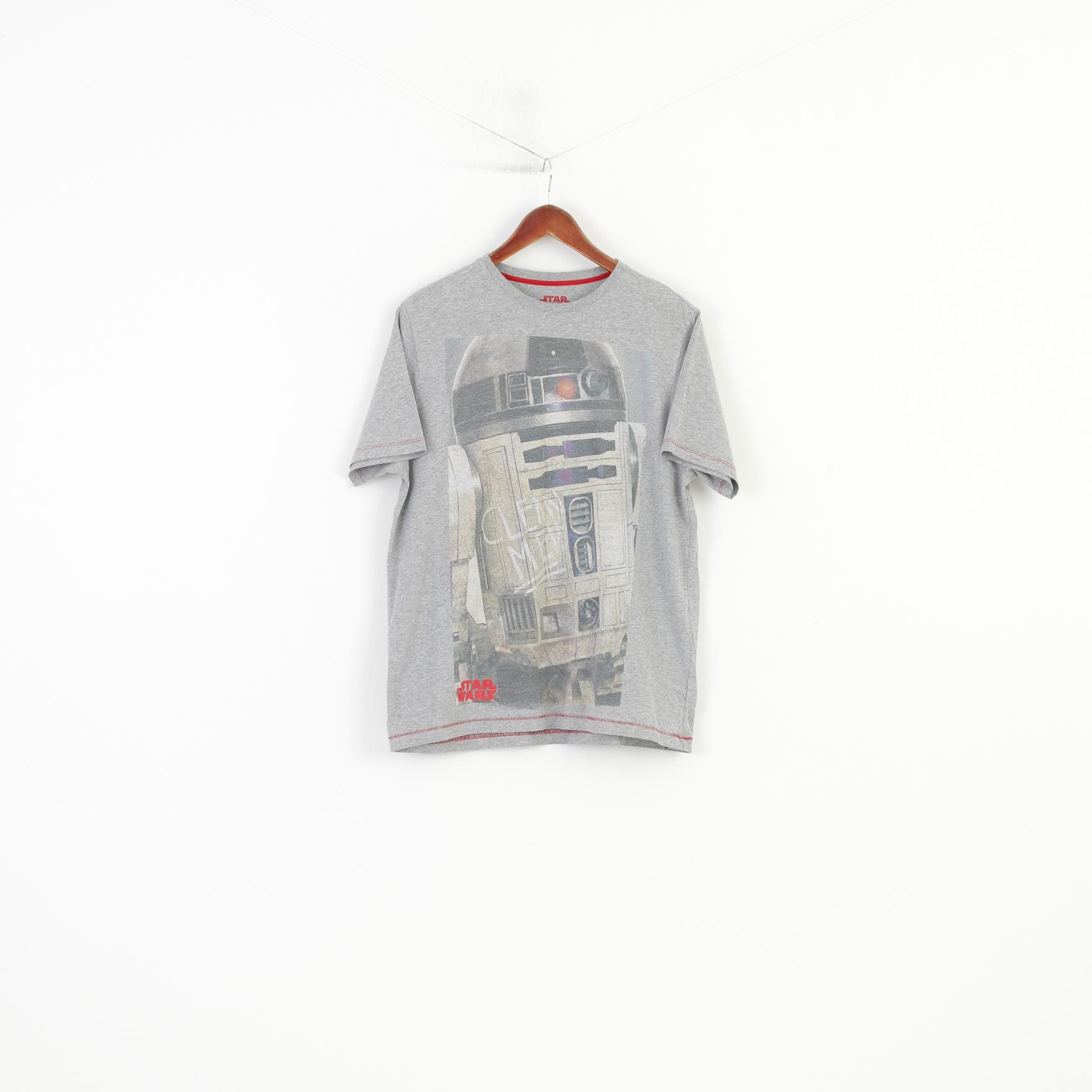 Star Wars Men L T-Shirt Grey  Graphic Crew Neck Short Sleeve Vintage Top