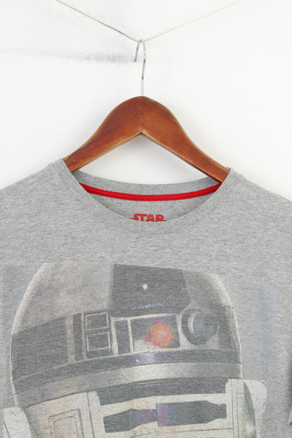 Star Wars Men L T-Shirt Grey  Graphic Crew Neck Short Sleeve Vintage Top