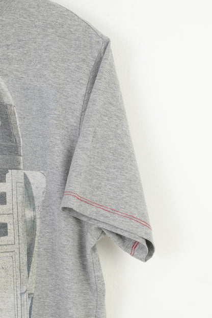 T-shirt da uomo Star Wars L. Top vintage a maniche corte con girocollo grafico grigio