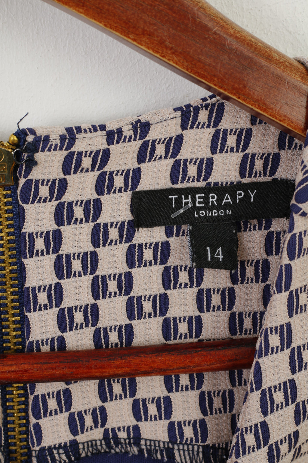 Therapy London Women 14 M Dress Navy Pink Pencil Elegant Sleeveless