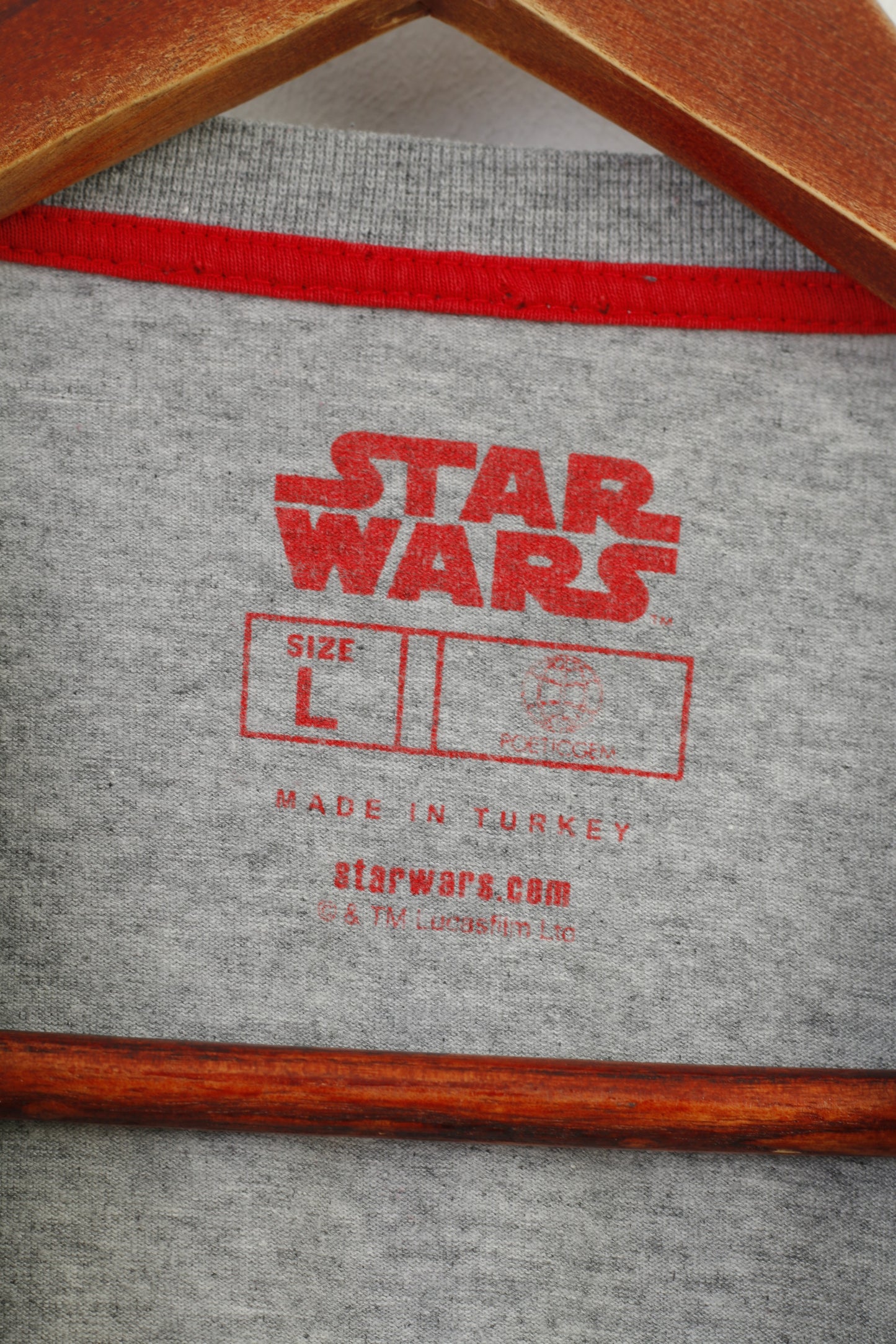 T-shirt da uomo Star Wars L. Top vintage a maniche corte con girocollo grafico grigio