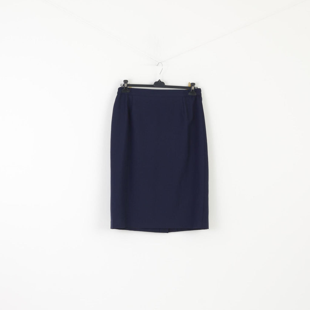 Vintage Women 20 48 XXL Skirt Suit Navy Shiny Gold Buttons Blazer Work Set