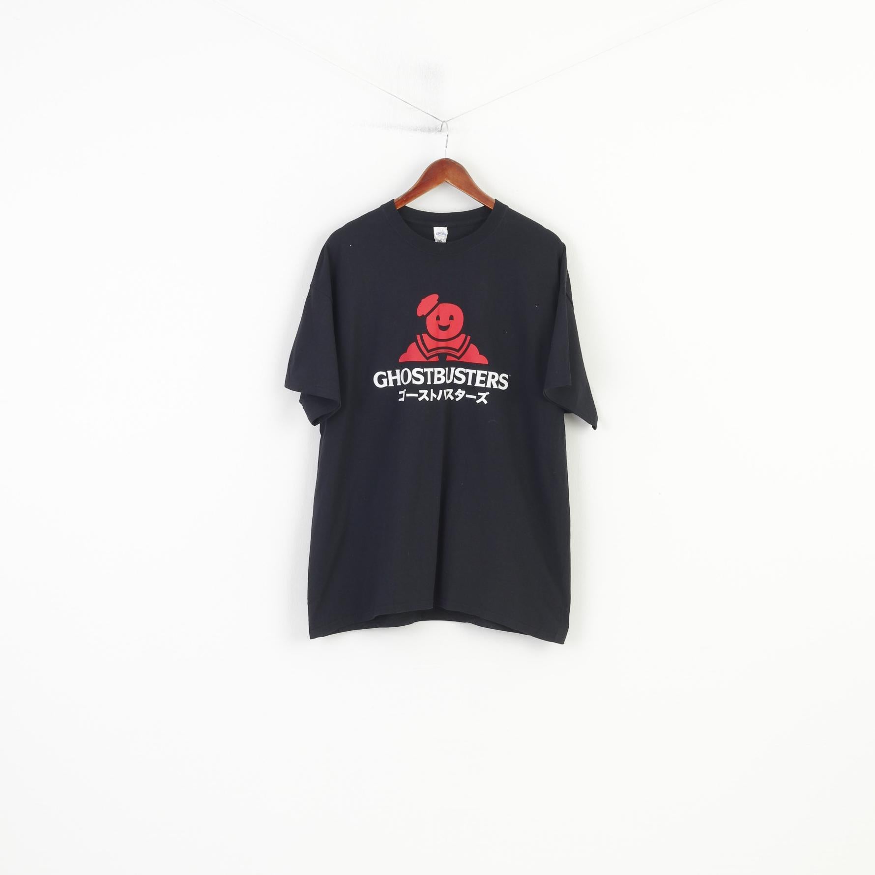 Gildan Men XL T-Shirt Black Cotton Graphic Ghostbusters Classic Crew Neck Shirt Top