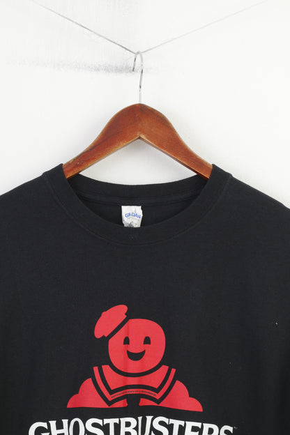 Gildan Men XL T-Shirt Black Cotton Graphic Ghostbusters Classic Crew Neck Shirt Top