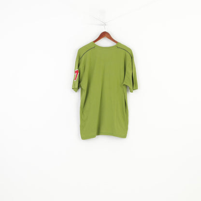 T-shirt da uomo FC Seventy Two L verde vintage in cotone con grafica 72 Top girocollo classico