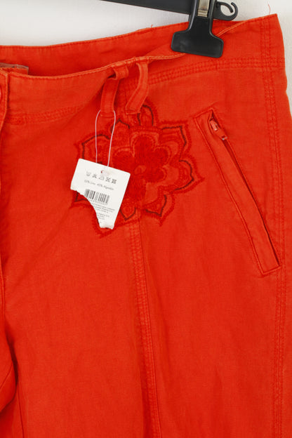Nuovi pantaloni Extenso da donna 46 Pantaloni casual estivi in ​​cotone e lino arancione