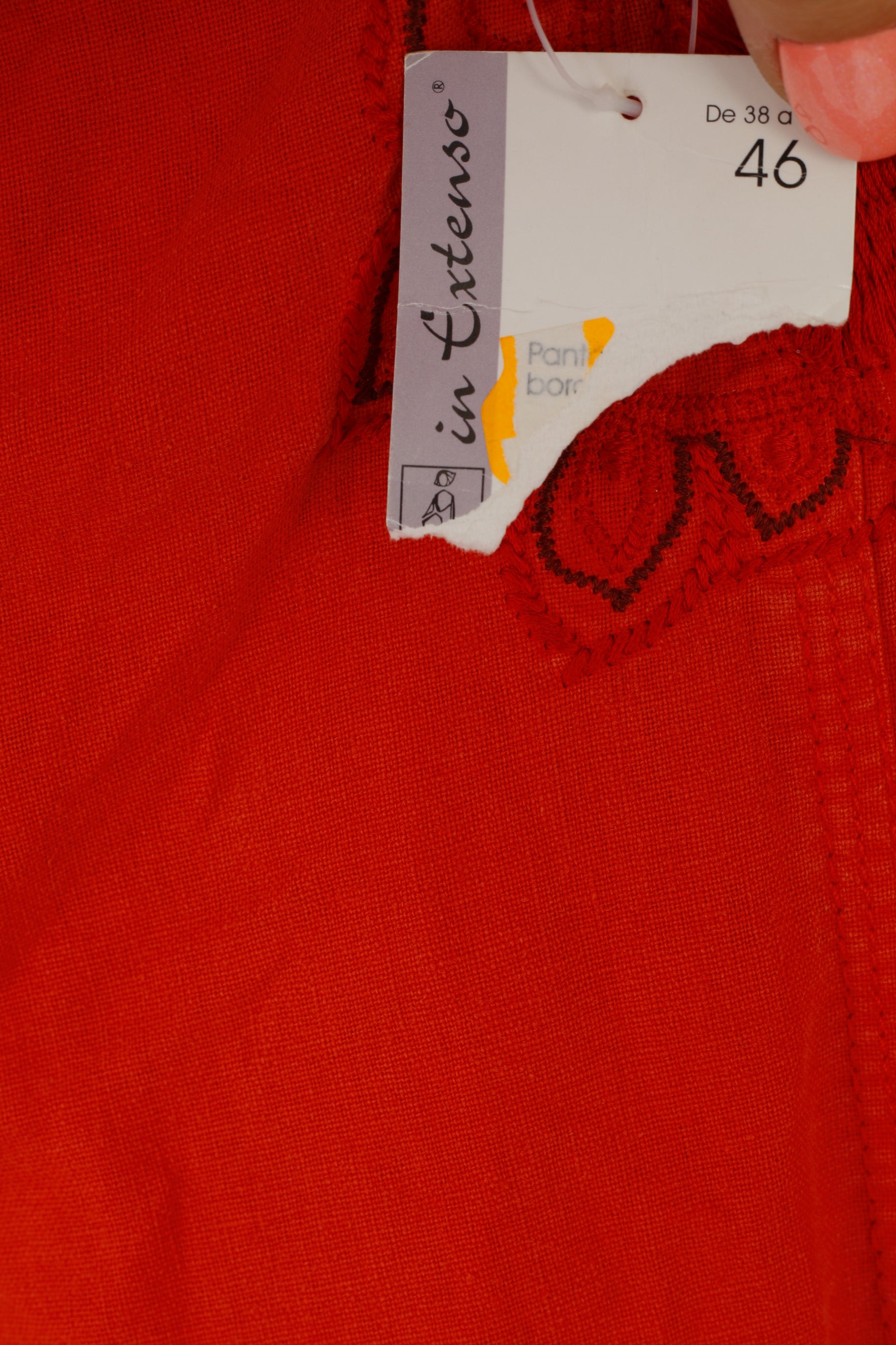 New Extenso Women 46 Trousers Orange Linen Cotton Summer Casual Pants