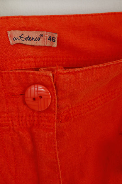 New Extenso Women 46 Trousers Orange Linen Cotton Summer Casual Pants