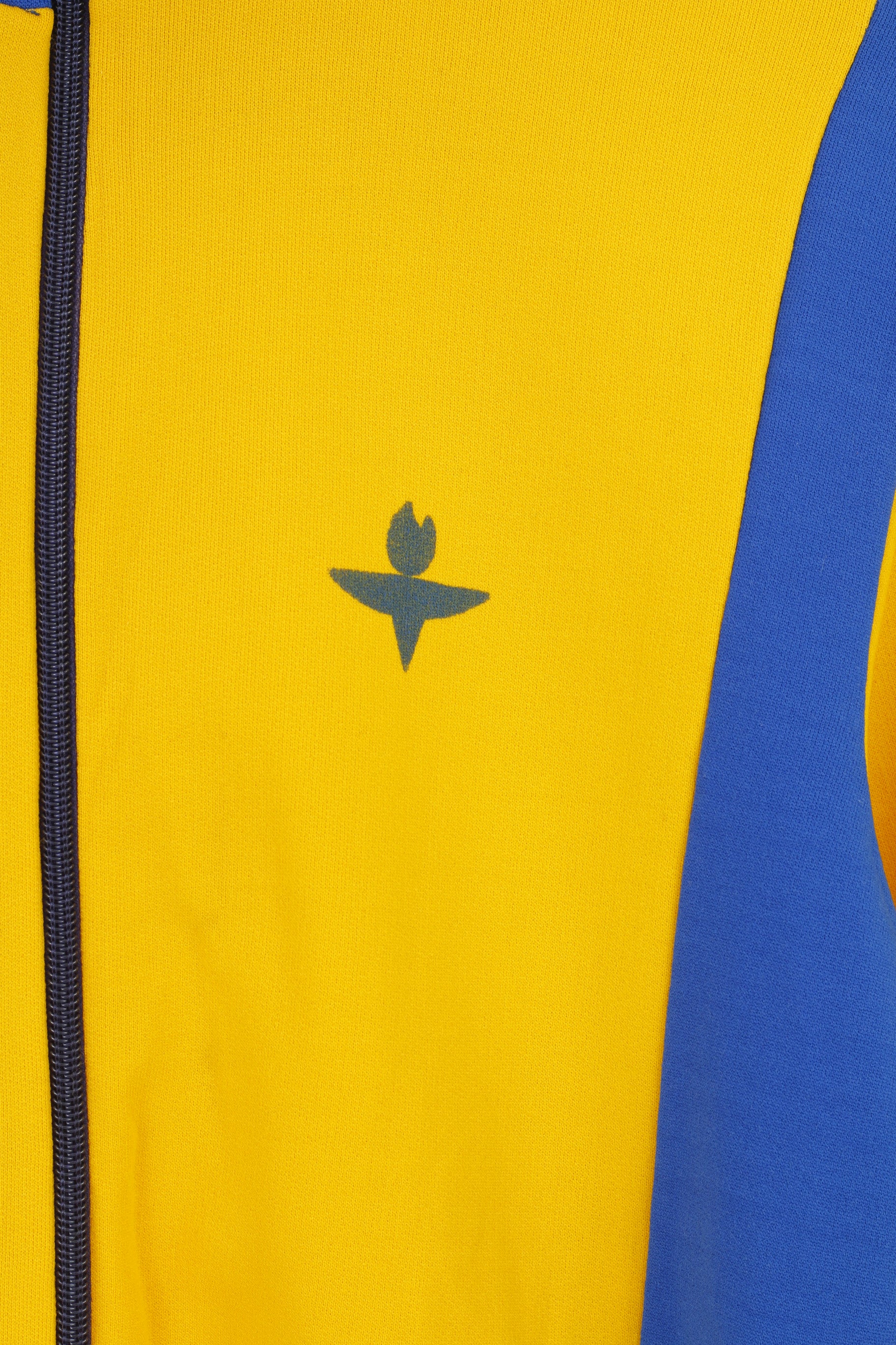 Eiser Suède Garçons 4 14-16 Âge Sweat Jaune Nylon Mélange Olympic Track Vintage Full Zipper Top