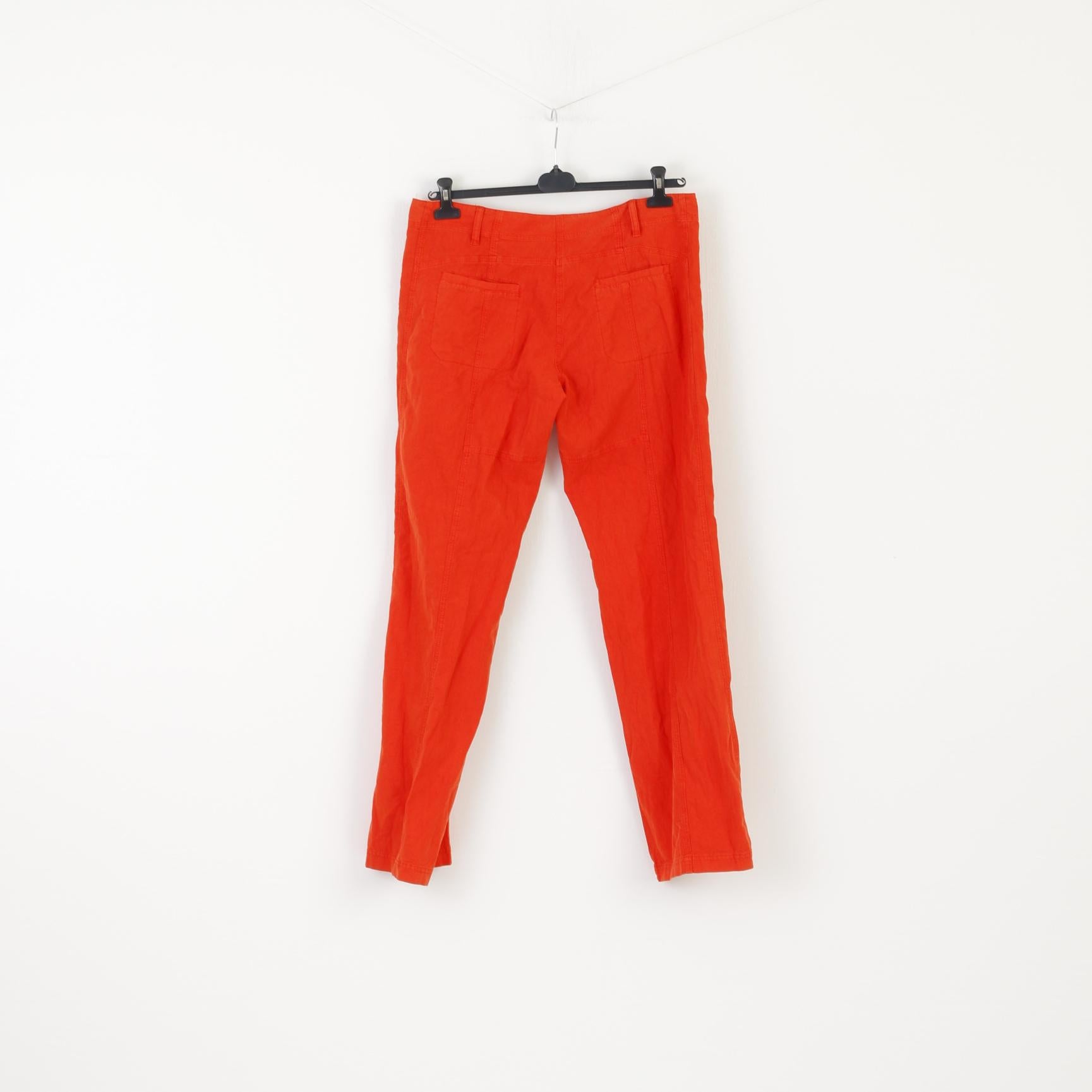 New Extenso Women 46 Trousers Orange Linen Cotton Summer Casual Pants